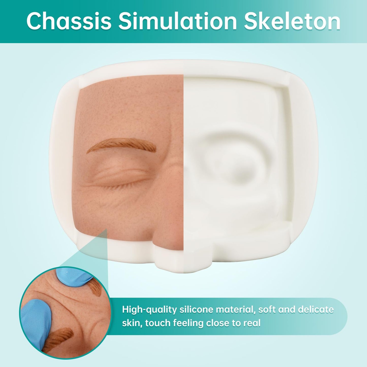 MedEduQuest Silicone Face Injection Practice Kit with Realistic Skin Texture for Medical Training, Makeup Tutorials, and Plastic Surgery Demonstrations, Includes Anti-Slip Base