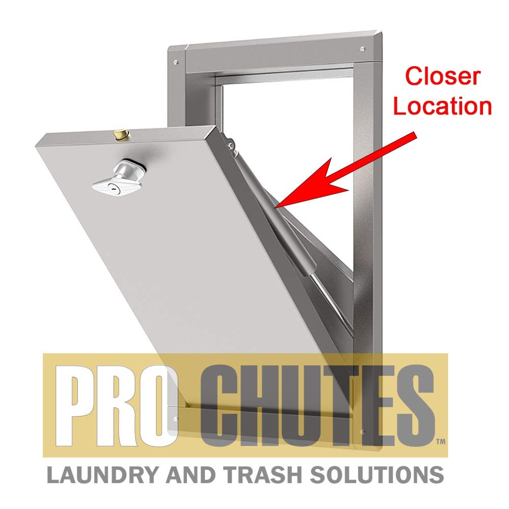 Trash Chute Door Hydraulic Closer. 10 Inch Retracted Piston Pump for Bottom & Side Hinged Laundry and Garbage Doors.
