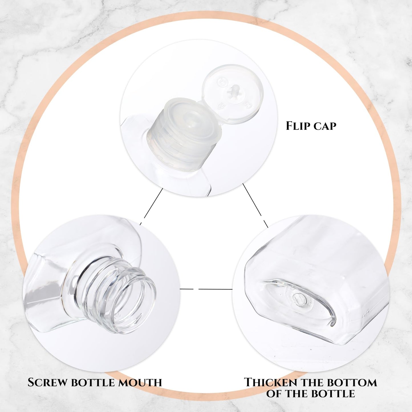 Tanlade 200 Pcs 2 oz Clear Hand Sanitizer Bottles with Flip Cap Plastic Empty Reusable Refillable Bottles Portable Travel Size Hand Sanitizer Container for Shampoo Soap Outdoor Camping (Clear)