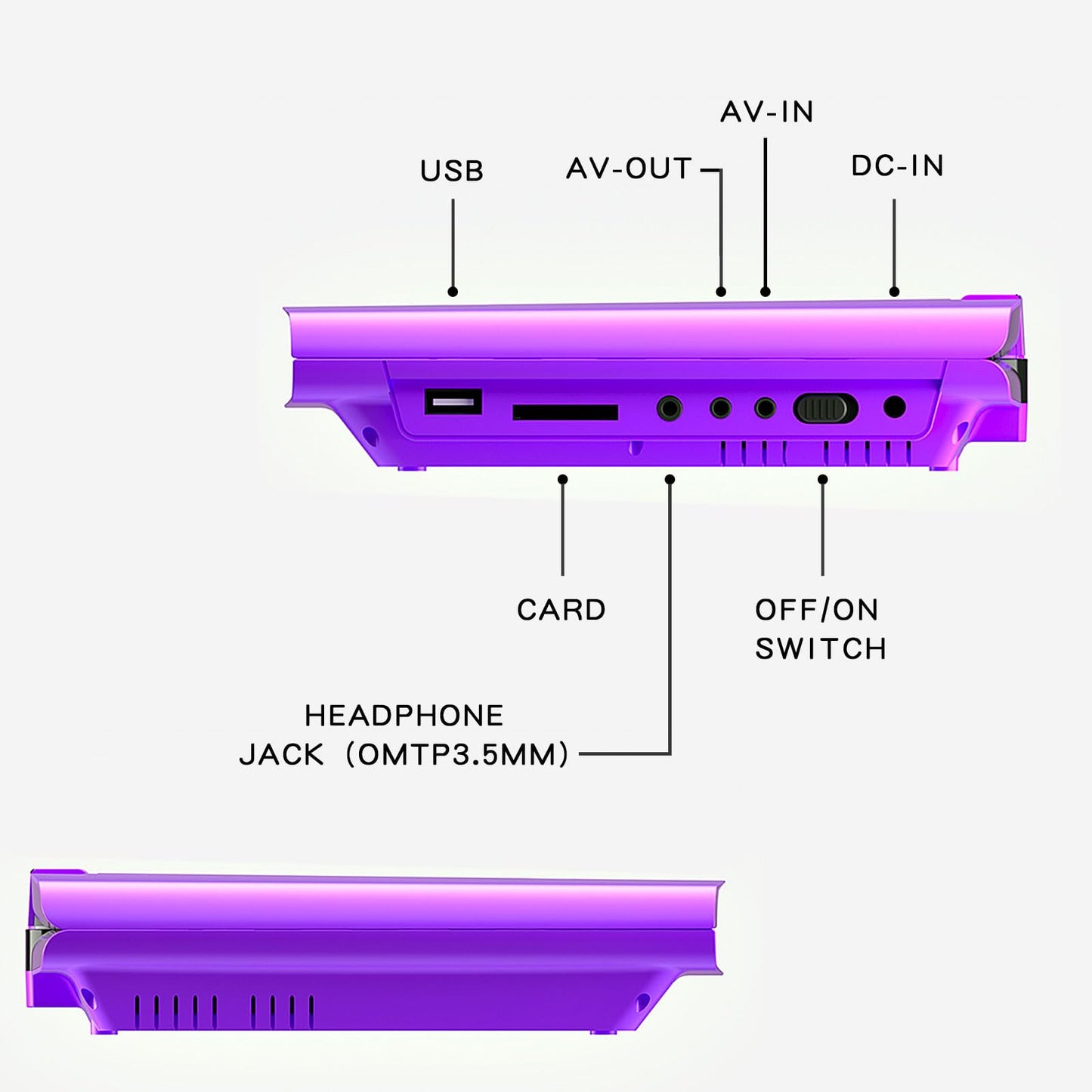 SUNPIN New 11.5" Portable DVD Player for Car and Kids, 9.5" Swivel Brightness Enhanced Screen, with Car Charger and Headrest Mount, Upgraded Remote Control, 5 Hours Battery, Dual Earphone Jack(Purple)
