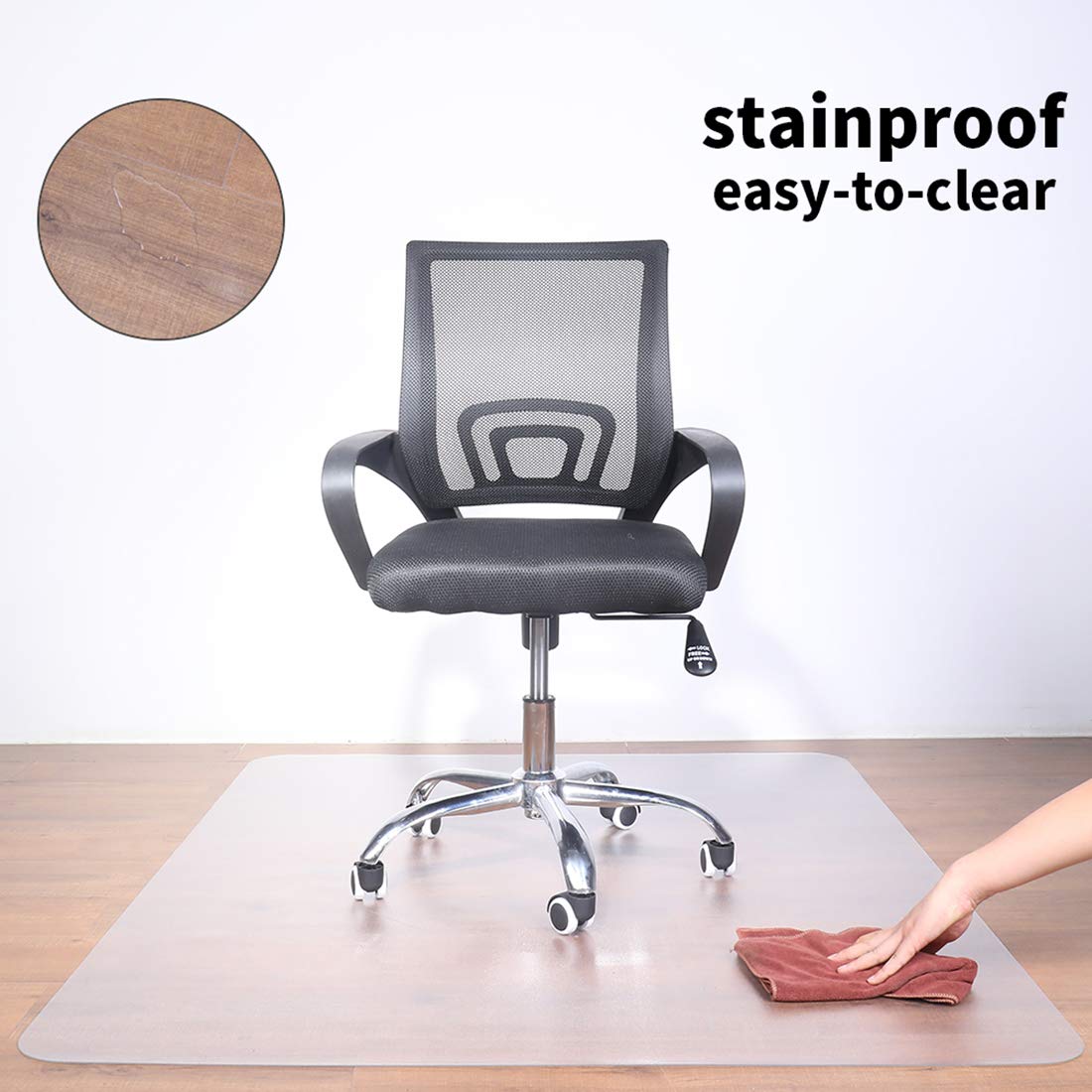 LeapYouth Large Office Chair Mat for Hardwood Floors - 48"×60" Anti-Slip Desk Chair Mat for Rolling Chairs - Heavy Duty Floor Protector for Home Office - Easy Clean and Flat Without Curling