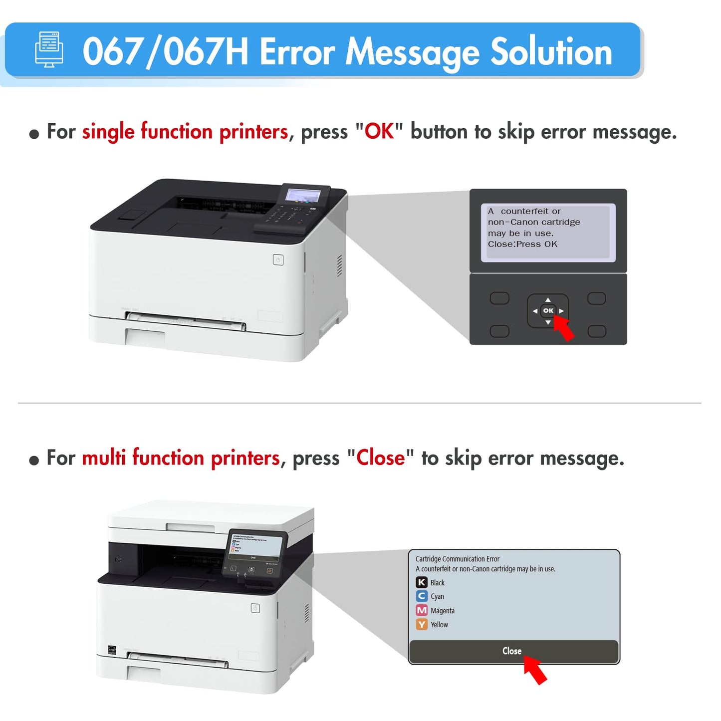 067 Toner Cartridge Set 067H MF656Cdw MF654Cdw MF650C Compatible for Canon 067 Color ImageCLASS LBP632Cdw LBP633Cdw MF653Cdw MF652Cdw MF651Cw LBP630C LBP631Cw MF655Cdw Printer High Yield Ink 4 Pack