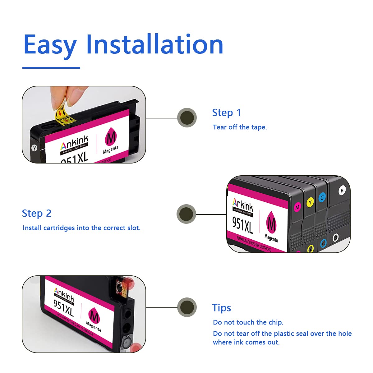 950XL 951XL Ink Cartridges Combo Pack Replacement for HP 950 951 XL Compatible for HP OfficeJet Pro 8600 8610 8615 8616 8620 8625 8100 8630 8660 8640 8100 271DW 276DW 251DW, Black Cyan Magenta Yellow
