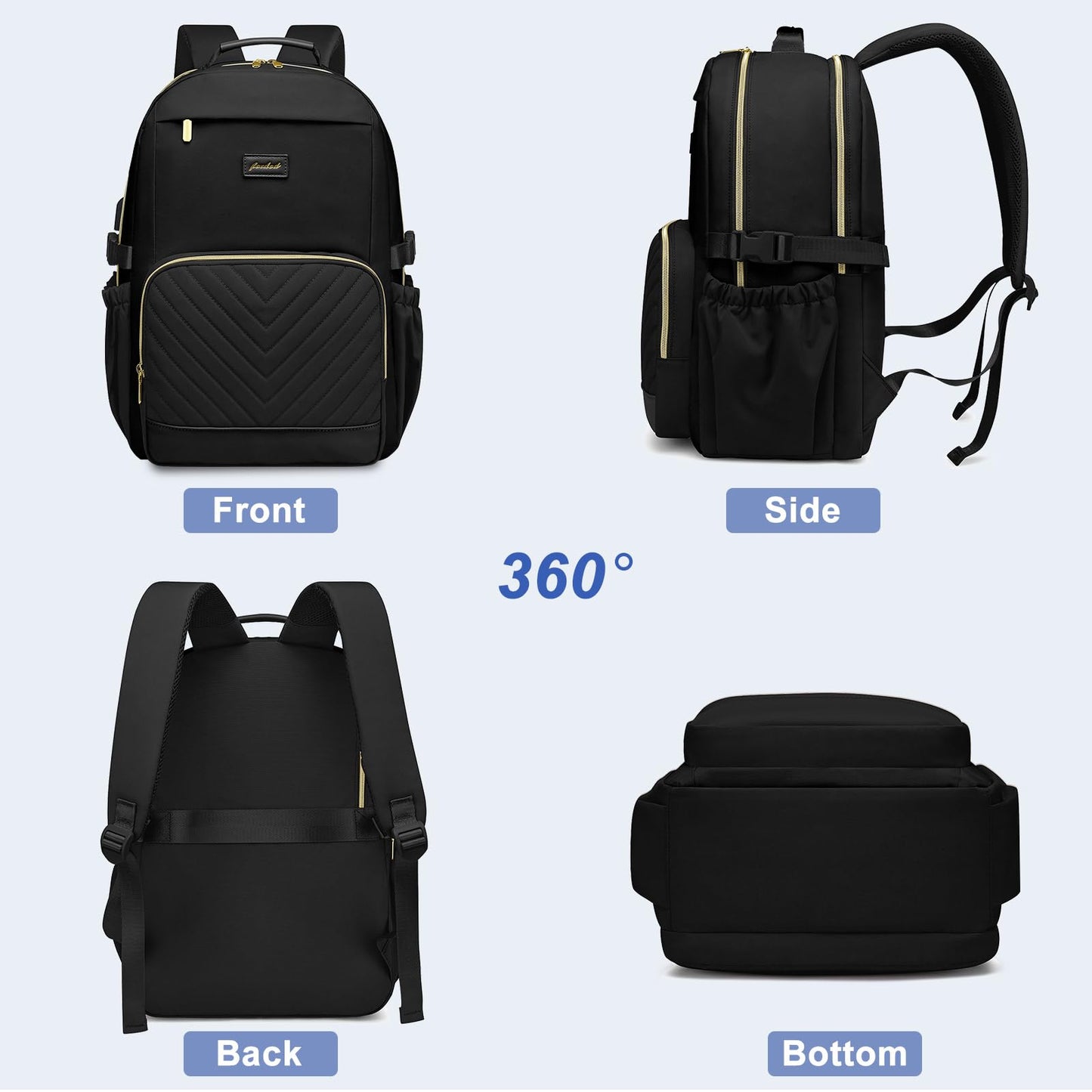 Laptop Backpack for Women Bookbag: 15.6 inch Work School Backpacks with Pouch Pocket for Large Capacity Cup & USB Charger College Book Bag Travel Business Nurse Teacher Bookbags Anti-theft Back Pack