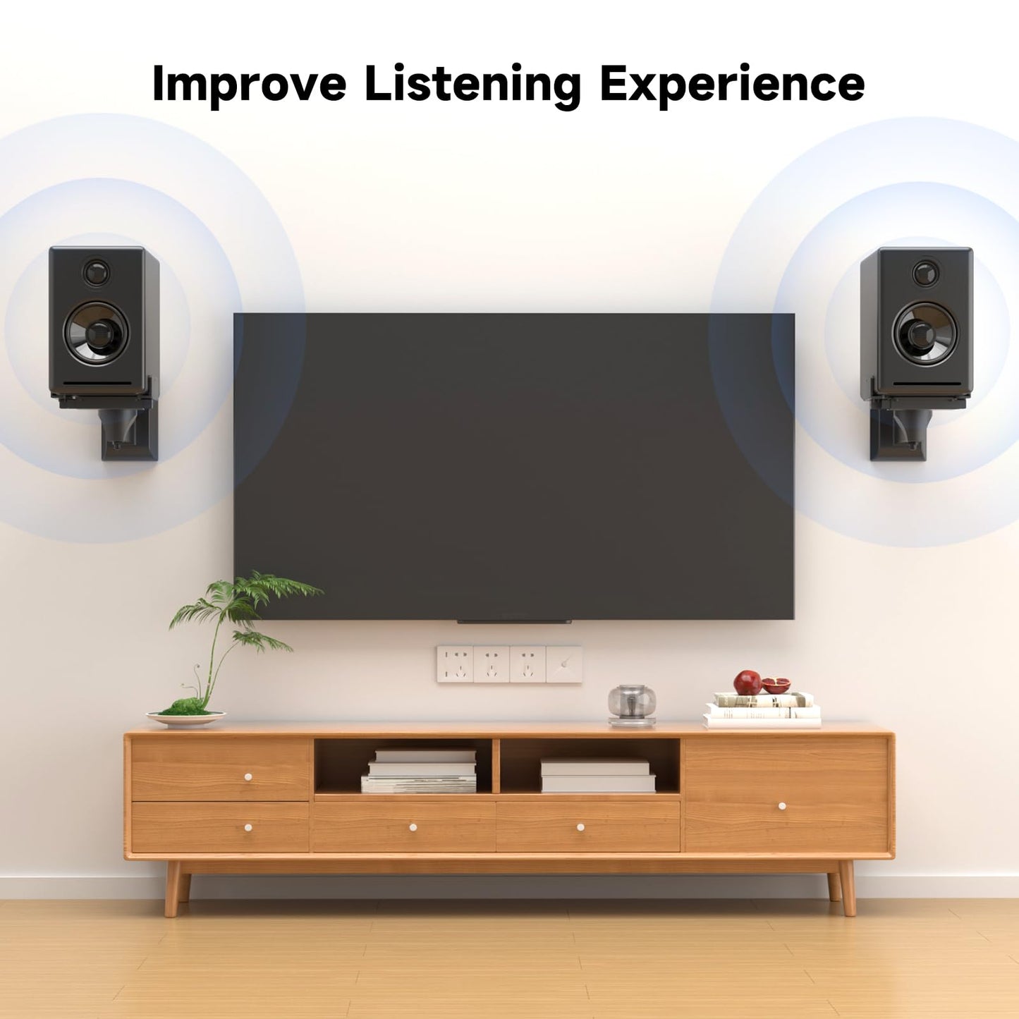 suptek Speaker Wall Mounts, Dual Speaker Stands for Surround Sound Speakers, Universal Speaker Bracket, Tilt Swivel Speaker Shelves Up to 55lbs Black (2 Pack)