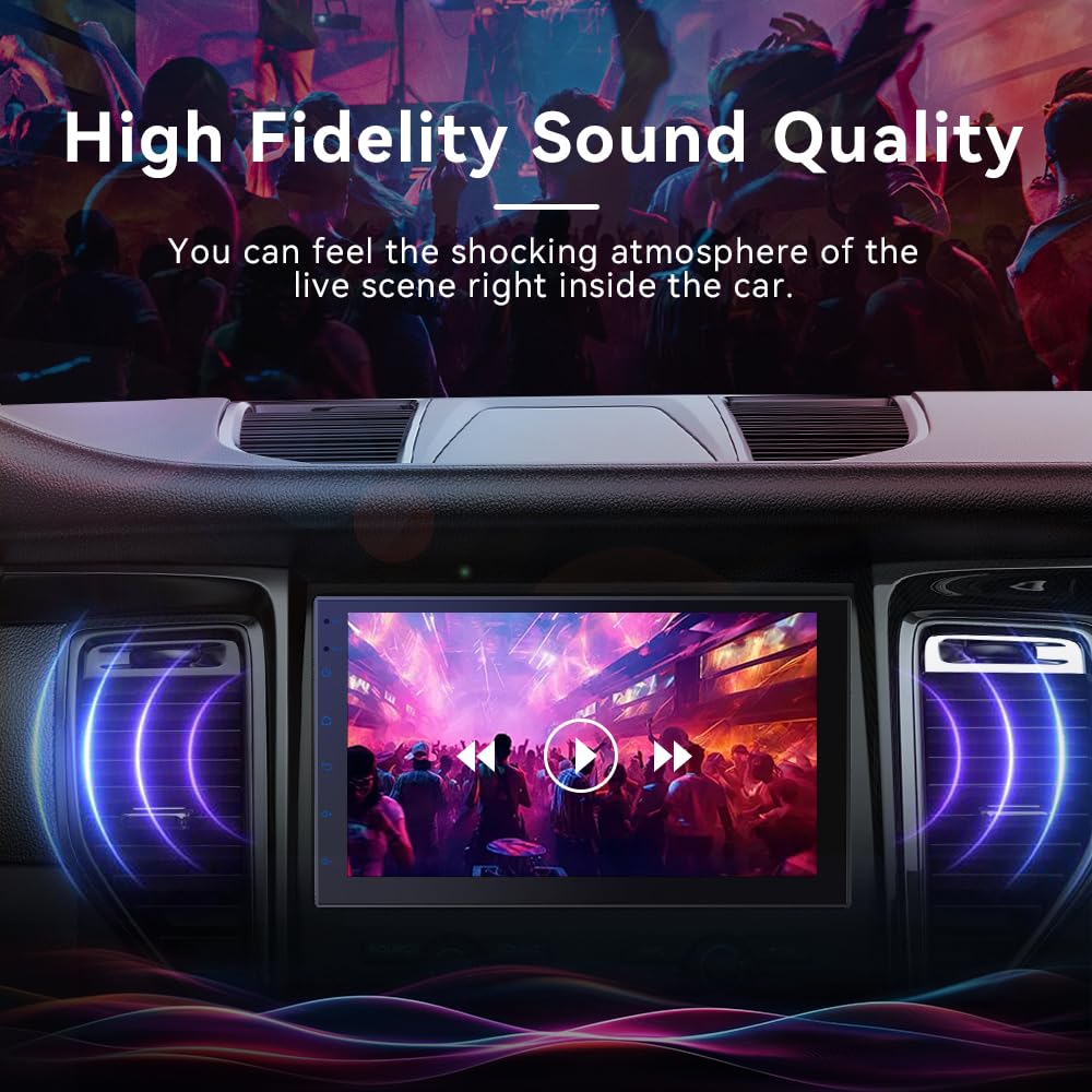 Haudio 7" Car Stereo Double Din Wireless Apple Carplay Radio Screen for Car Audio Receivers, Bluetooth 5.0 Car Play Android Auto Touchscreen, Channel RCA, Backup Camera, SWC, FM/AM|Car Audio Receivers