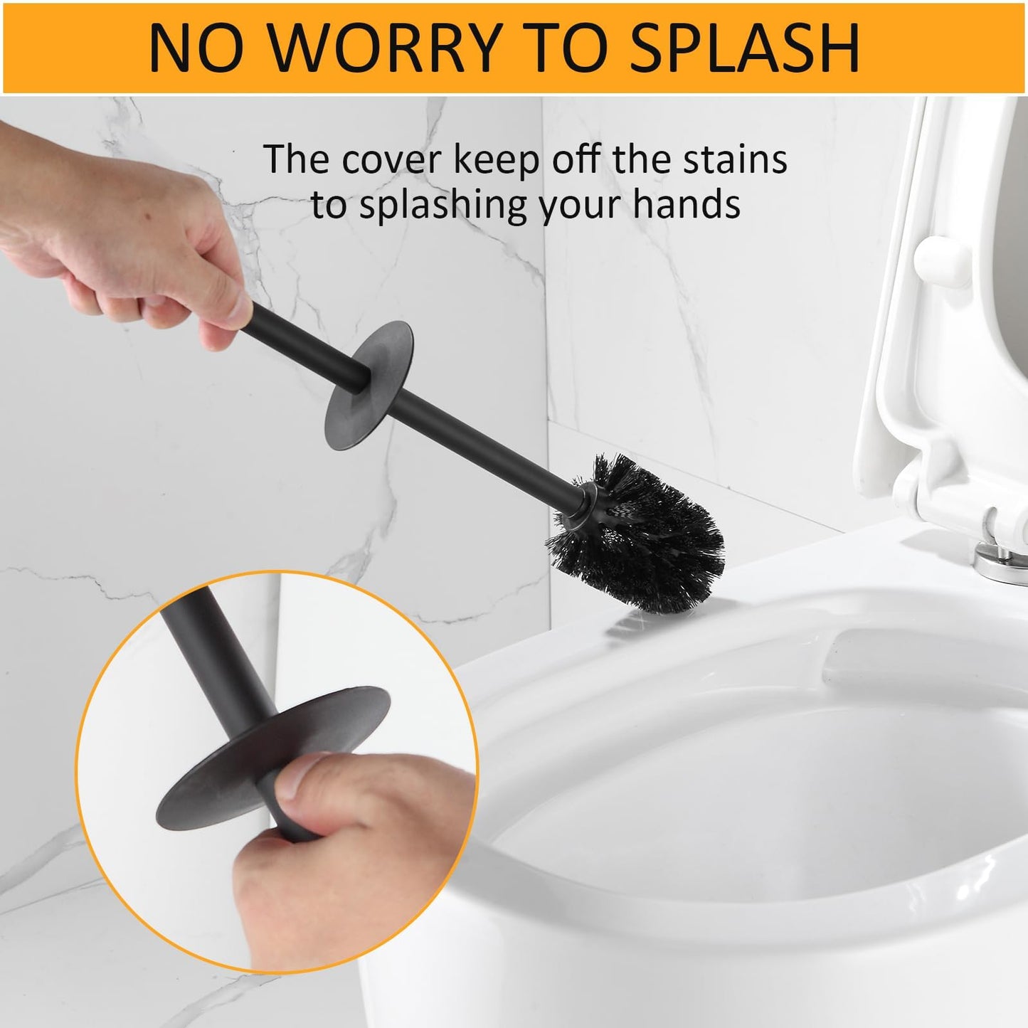 BGL Toilet Brush and Holder Set 2 Packs Aluminium Free Standing, Bathroom Storage and Organization Toilet Bowl Cleaner Brush and Holder, Square Design Sturdy and Space Saving