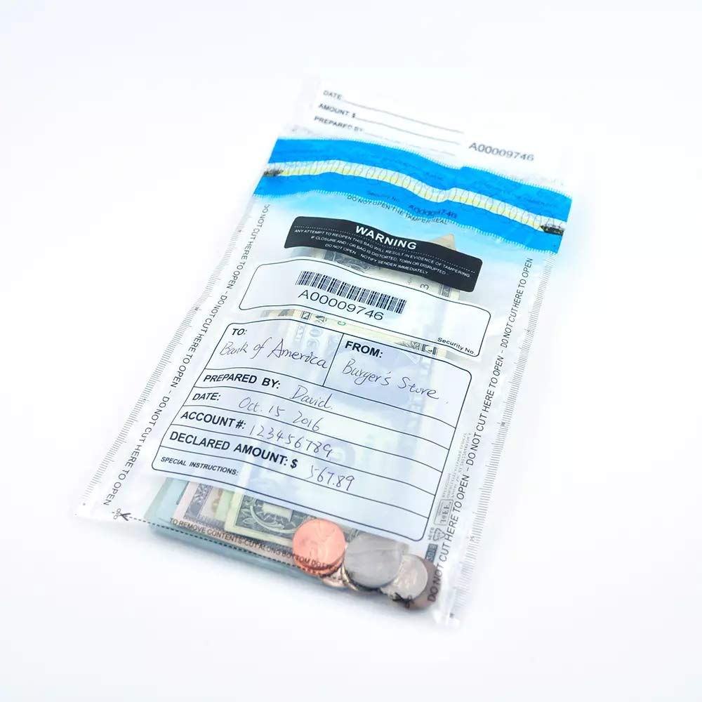 Self Adhesive Seal Clear Deposit Bags Tamper-Evident Bags, Security Bank Pocket (Clear-500)