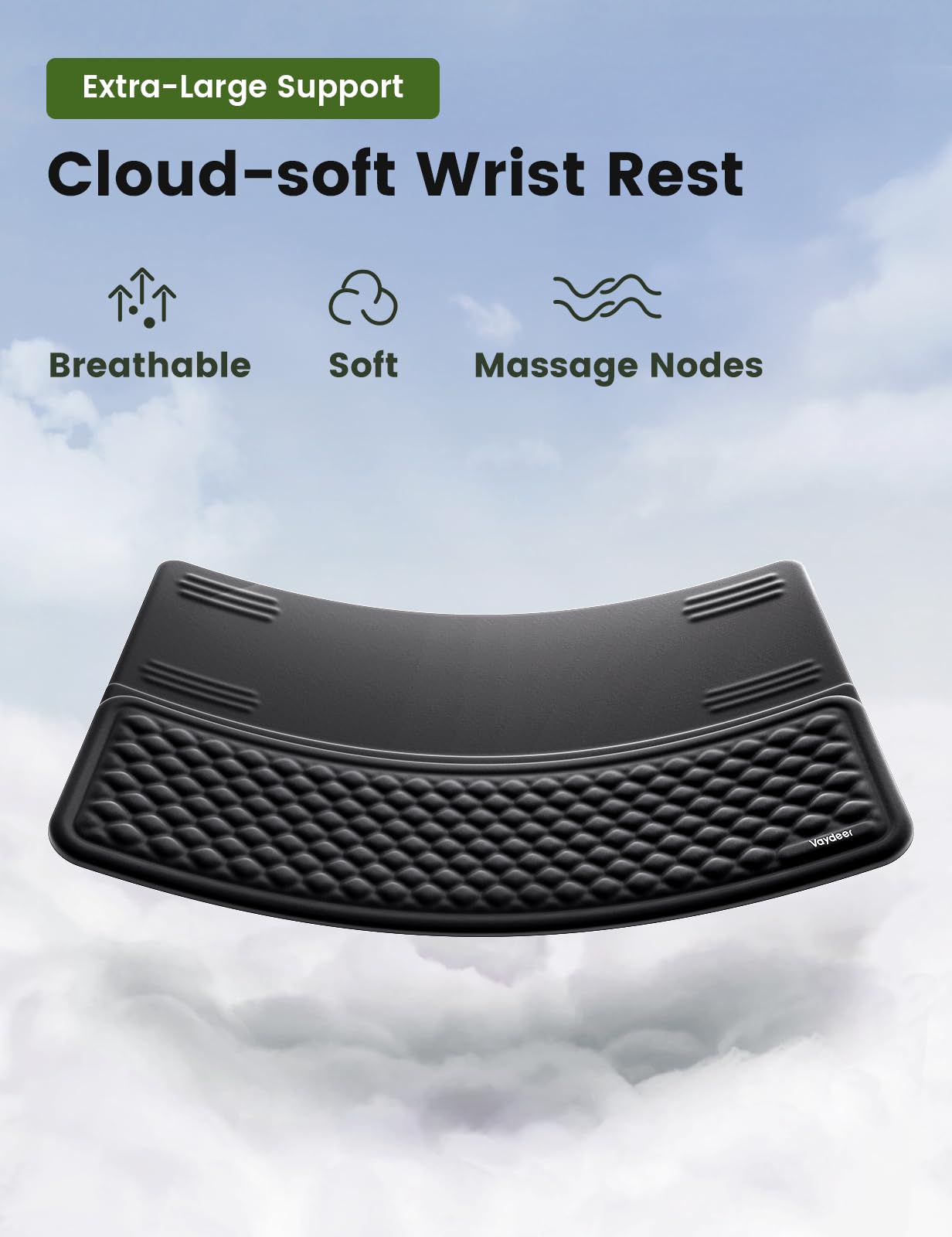 Vaydeer Extra-Large Wrist Rest with Keyboard Stand, Ergonomic Wrist Support Pad, Soft Memory Foam Wrist Cushion for Mechanical 100% Full-Size Keyboard, Carpal Tunnel Pain Relief, Black