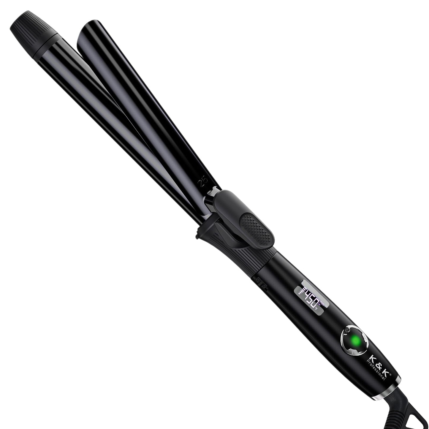 1 Inch Curling Iron with Clipped Tourmaline Ceramic Barrel Professional 1.25 Inch Hair Curler up to 450°F Dual Voltage for Traveling 60 Mins Auto Off Suit for Different (Black, 1 inch)