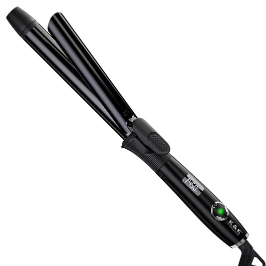 1 Inch Curling Iron with Clipped Tourmaline Ceramic Barrel Professional 1.25 Inch Hair Curler up to 450°F Dual Voltage for Traveling 60 Mins Auto Off Suit for Different (Black, 1 inch)