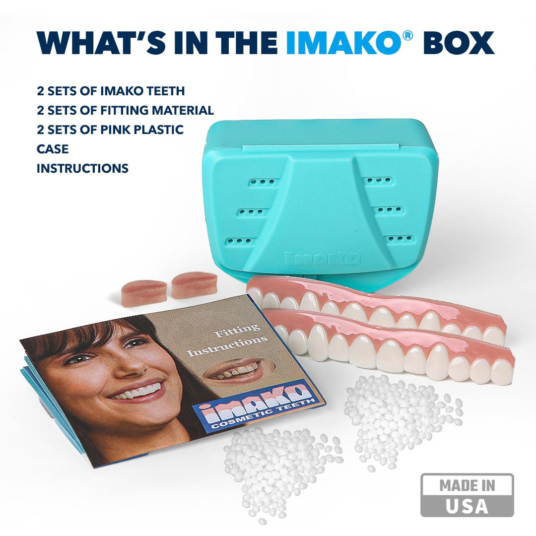 Imako Premium Cosmetic Uppers - 2 Pack - Small, Natural White - DIY Smile Makeover - Made in USA
