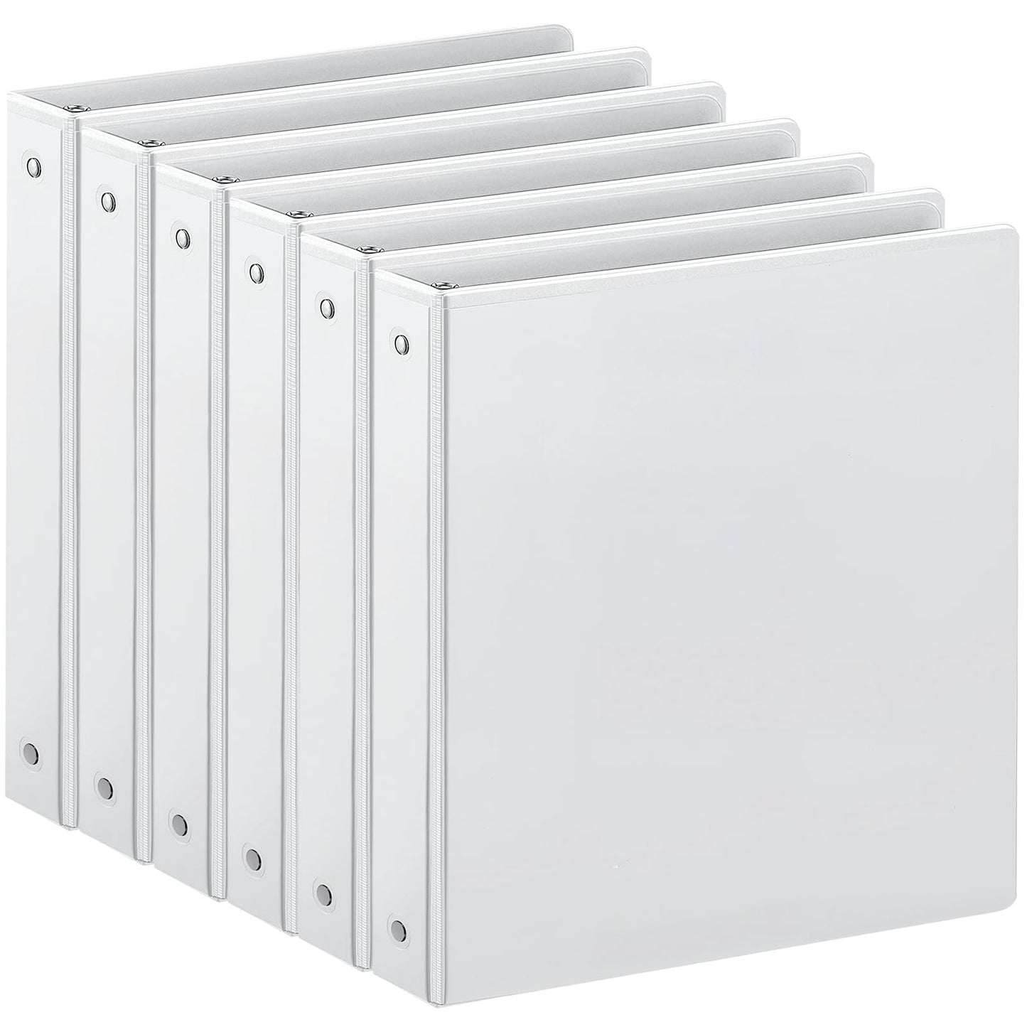 SUIN 1-inch 3 Ring Binder with 2 Pockets, Clear Customizable View Binders for US Letter Size 8.5'' x 11'', PVC Free, 1'' Binder for Office, Home, and School, White, 6 Pack