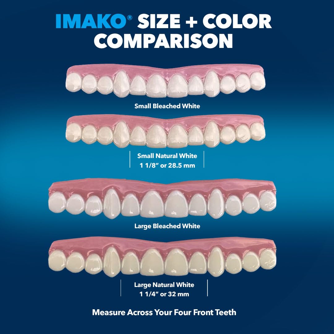 Imako Premium Cosmetic Uppers - 2 Pack - Small, Natural White - DIY Smile Makeover - Made in USA