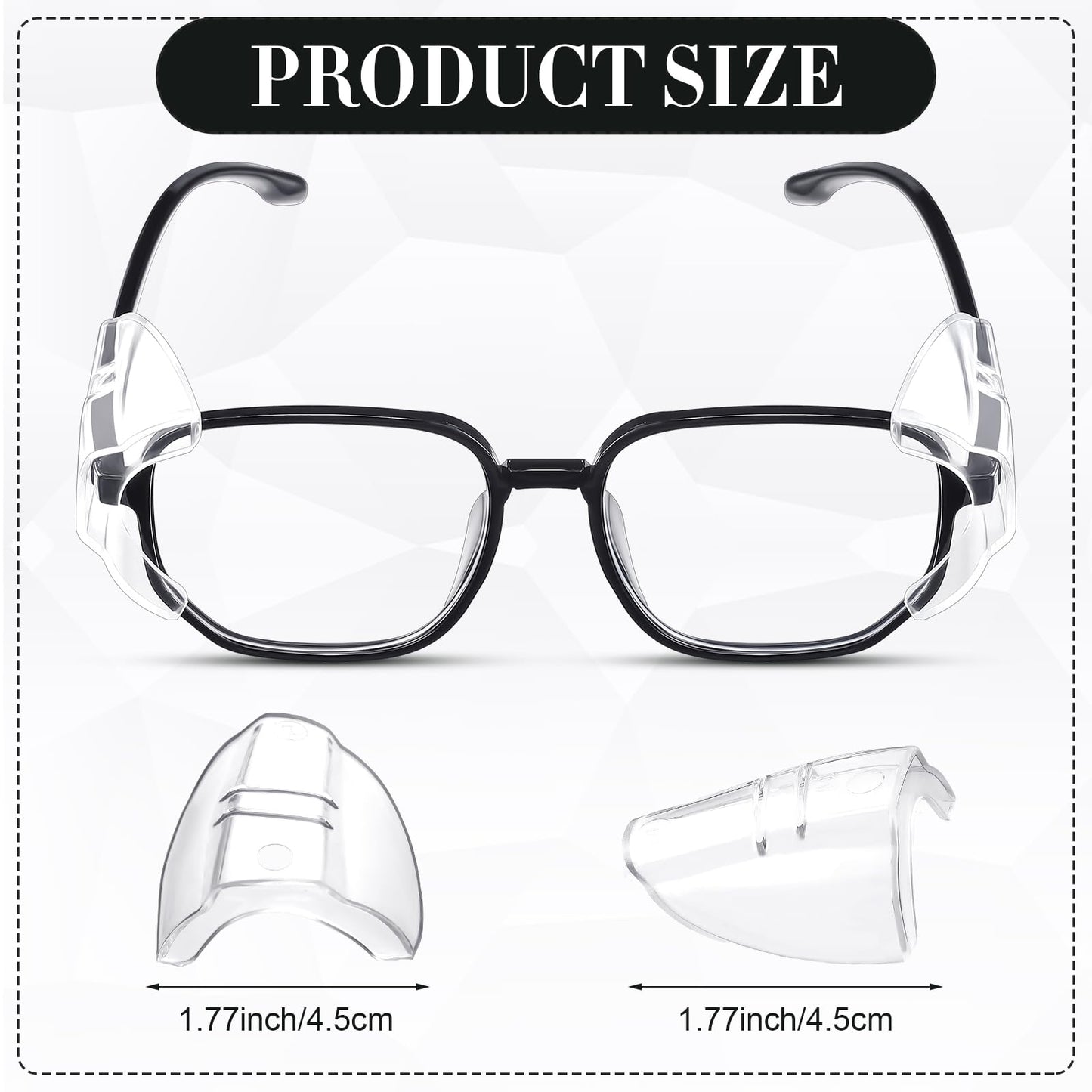 Tellegloww 60 Pairs Clear Safety Glasses Side Shields for Prescription Eyeglasses Slip on Side Shields Guards