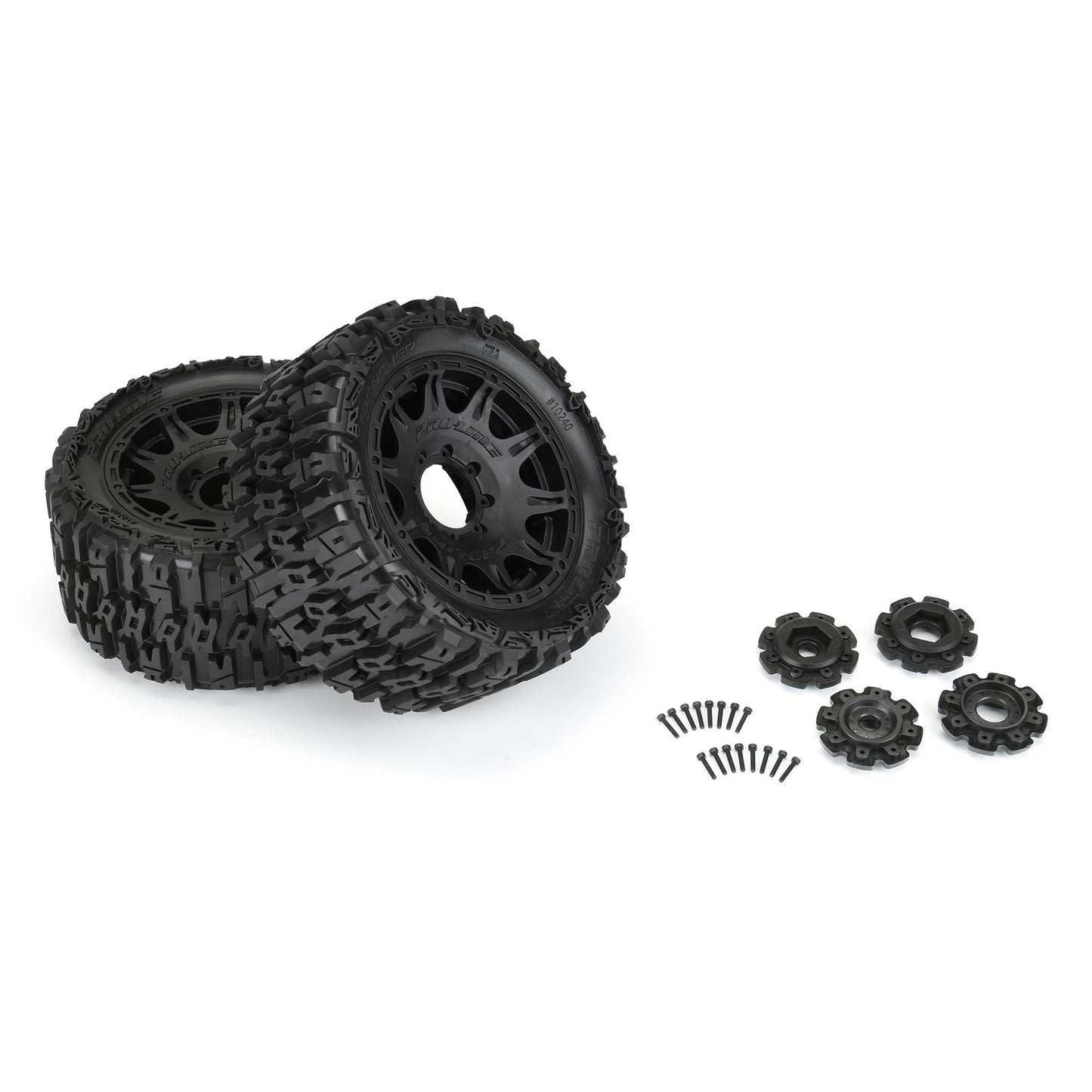 Pro-Line Racing Trencher 5.7in Tires Mounted on Raid Black 8x48 Removable 24mm Hex Wheel 2 for X-MAXX KRATON 8S & Other Large Vehicles Front or Rear PRO1024010
