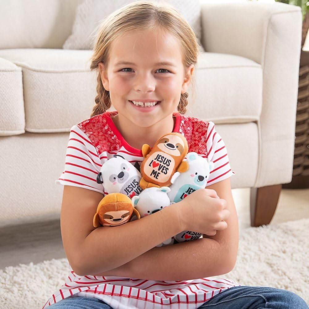 Fun Express - Jesus Loves Me Plush Animal Assortment - Toys - Plush - Bean Bag Animals - 50 Pieces