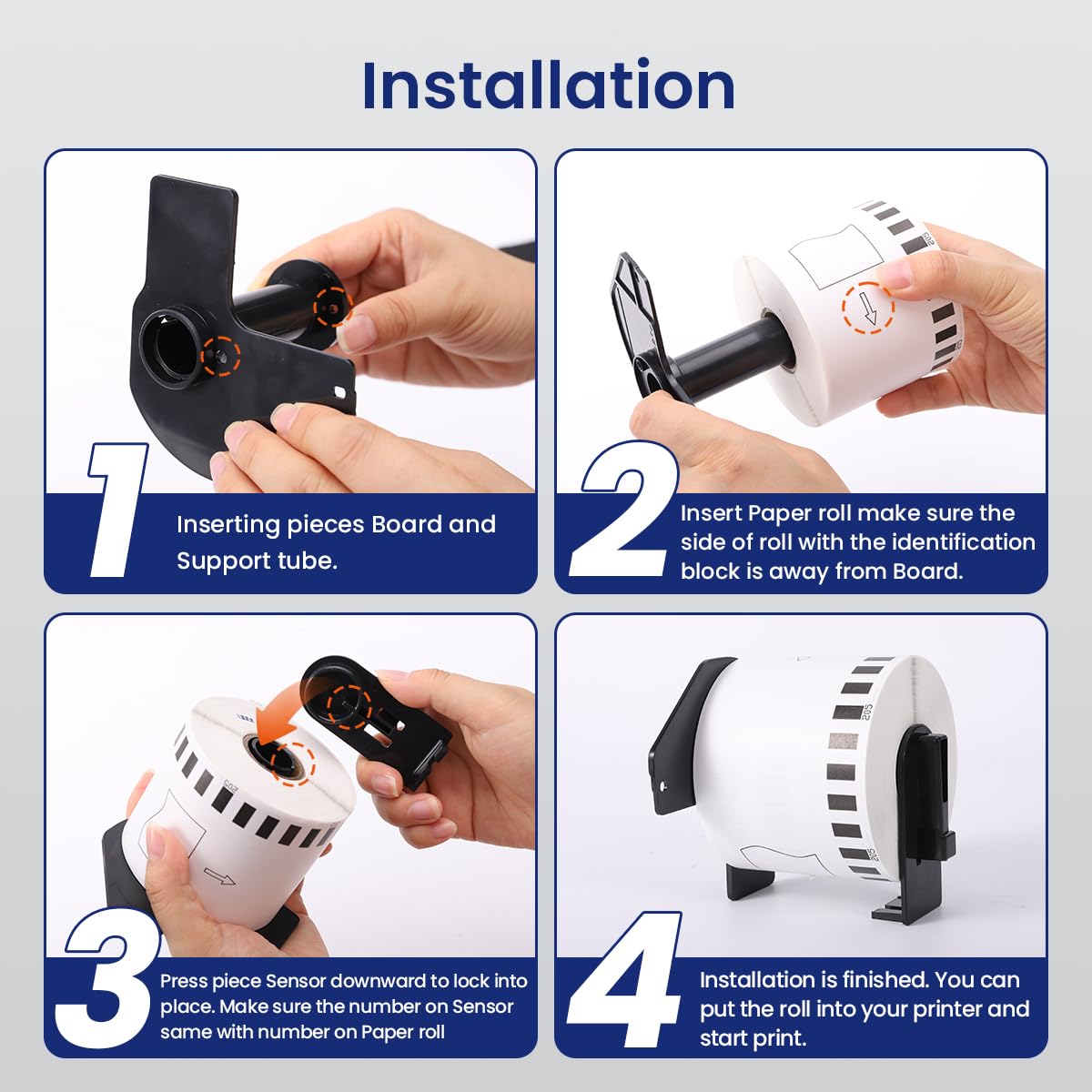 12 Rolls DK-2205 62mm x 30.48m (2-3/7" x 100') Continuous Length White Paper Label Tape Roll Compatible with Brother QL-600 800 810w Thermal Printers, 1 Frame