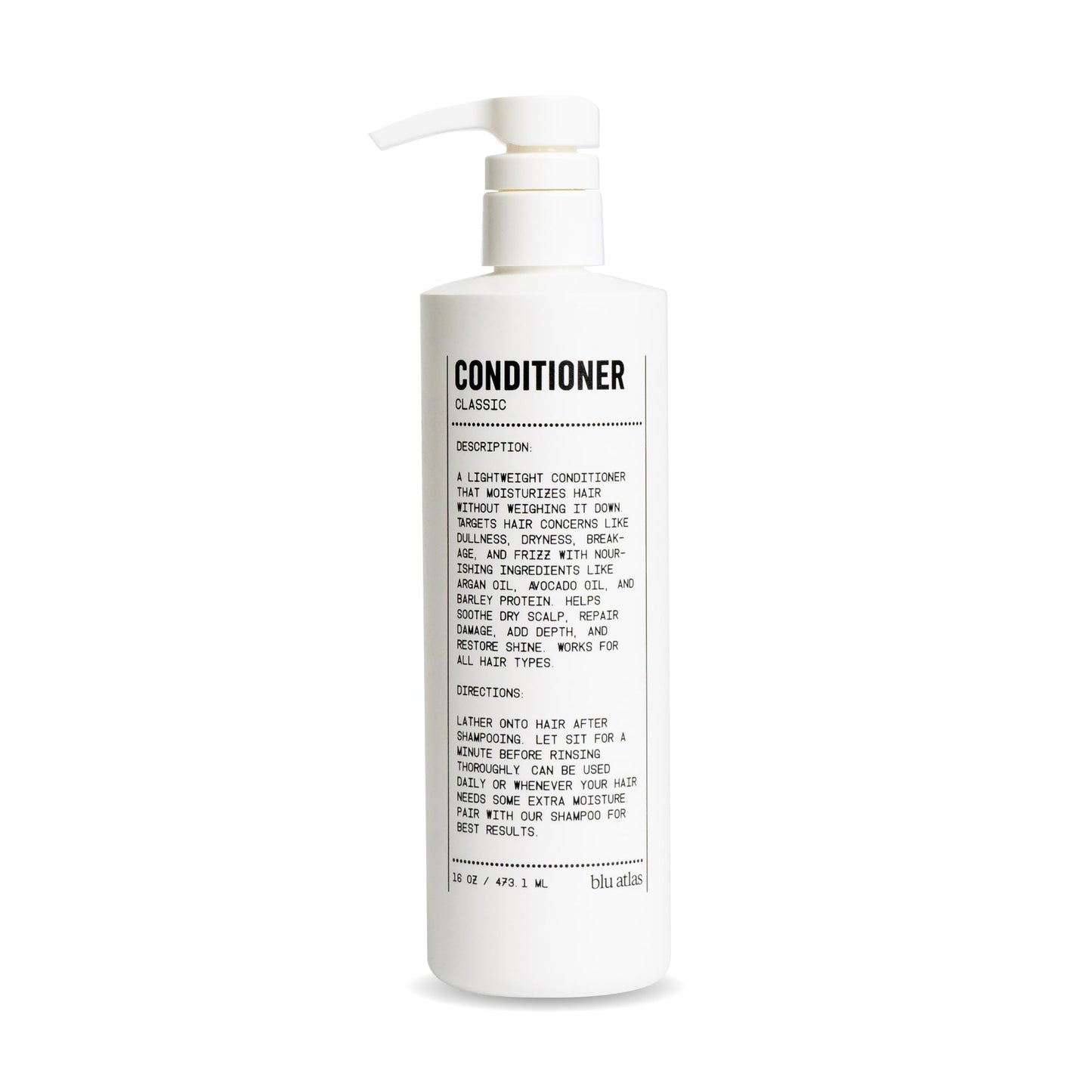 Blu Atlas Men's Natural Conditioner - For All Hair Types - Deep Moisturizing and Scalp Soothing, Vegan Sulfate and Paraben-Free- Classic Scent, 16 oz.