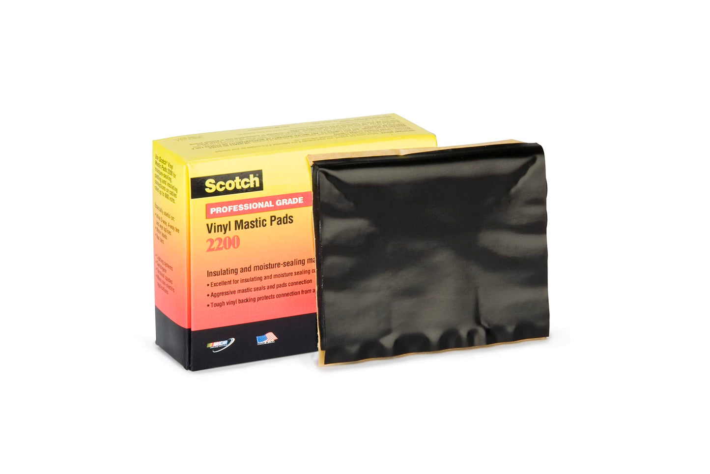 3M Scotch Vinyl Mastic Pad Electrical Tape 2200, 3-1/4 inch x 4-1/2 inch, Black, Self-Fusing Rubber Tape for Insulating and Moisture Seal