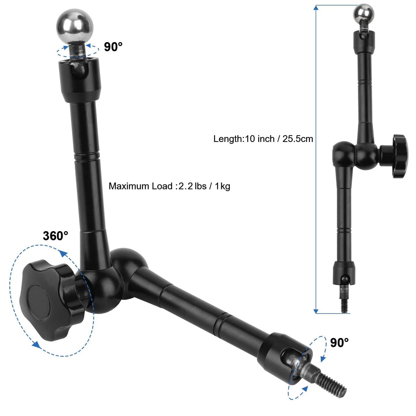 Mippko Tablet Holder for Microphone Stand and Mic Music Stand,Compatible with 4.7~12.9 inch iPad/Nexus/LG G Pads/e-Reader/iPhone,Multi Angle Adjustable 10 inch Long Aluminum Alloy Mount