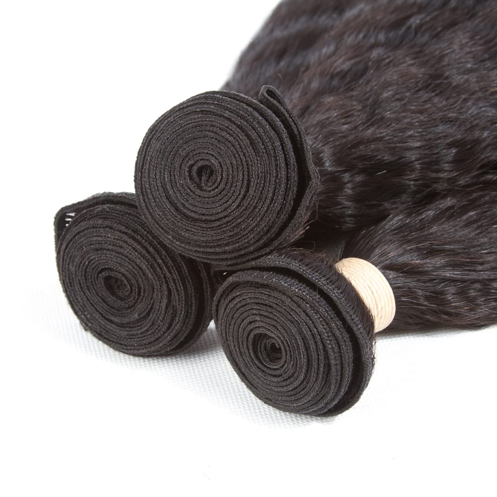 Kinky Straight Bundles, Kerriana Kinky Straight Bundles Human Hair 16 18 20 Inch 100g Brazilian Hair Bundles 3pcs Remy Human Hair