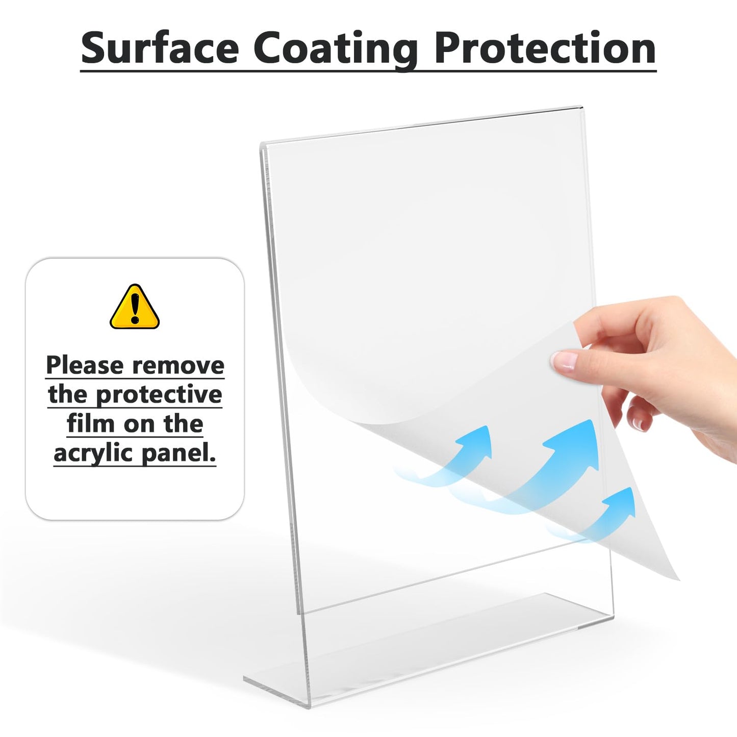 MaxGear Acrylic Sign Holder 8.5 X 11, Plastic Paper Holder With Vertical Slanted Back, Picture Photo Frames Display Stand Flyer and Document Organizer for Office Desktop Use, 10 Pack
