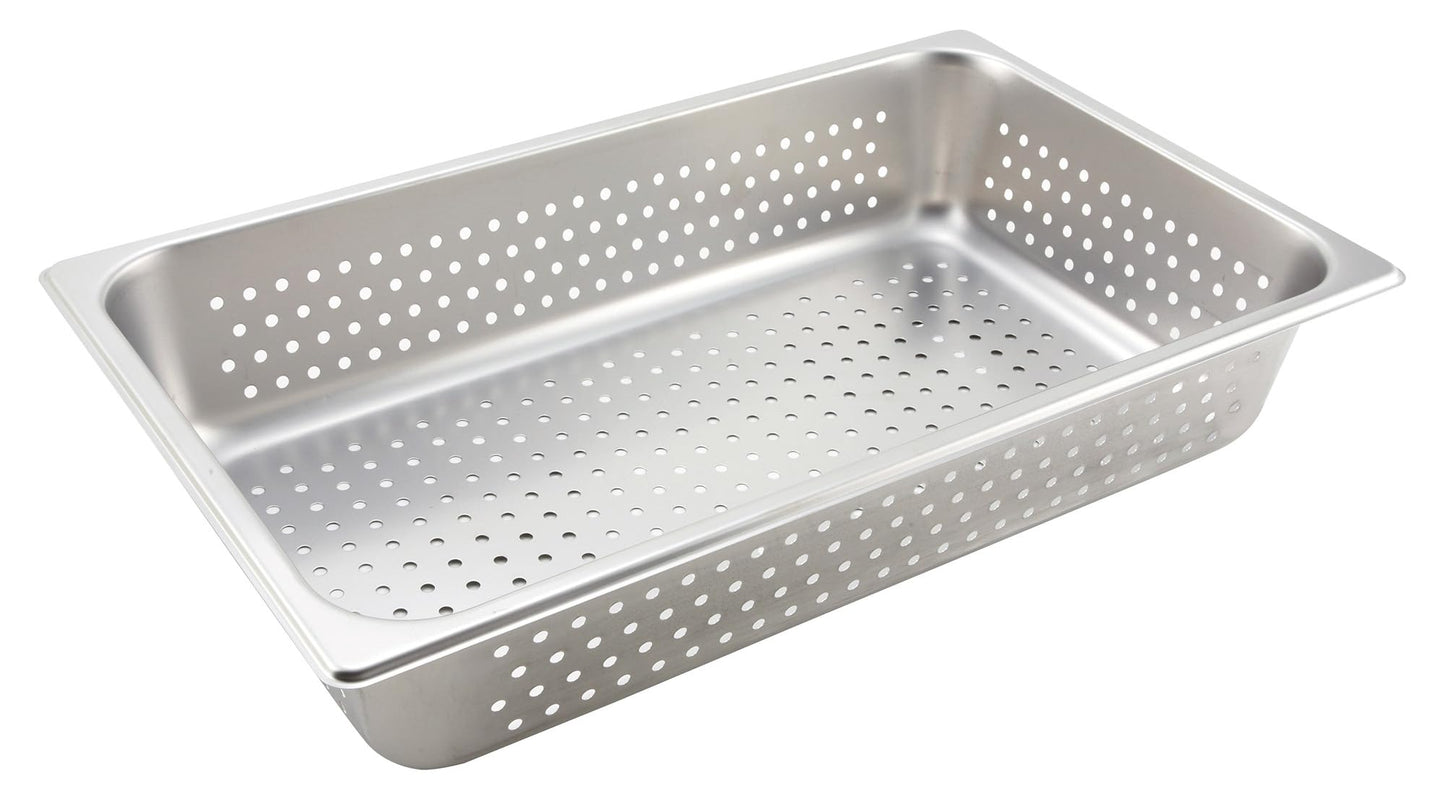 Winco Full Size Pan Perforated, 4-Inch, Medium