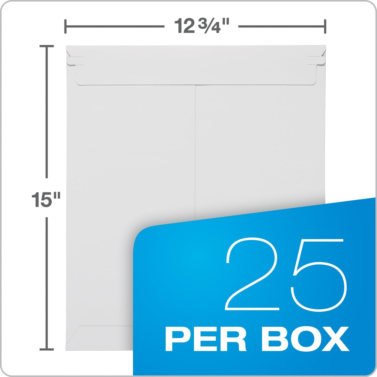 Quality Park 12-3/4 x 15 Photo Document Mailer with Peel and Seal Self Seal Closure, Extra Rigid 26 Pt White Fiberboard, 25 per Box (QUA64019)