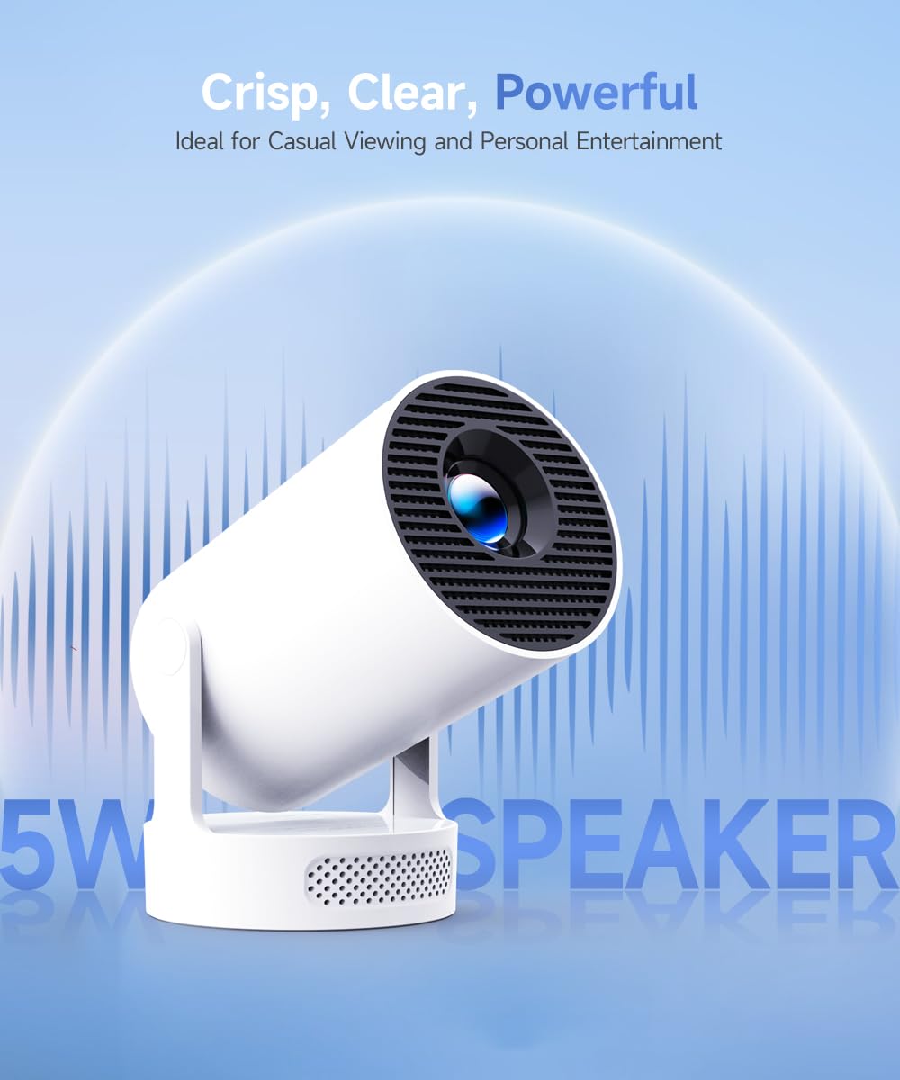 Magcubic 2025 Upgraded Mini Projector 4K support with WiFi 6 and Bluetooth 5.4, 5w Soundbase Speaker, Portable Projecteur with Auto Vertical Keystone 180° Rotatable Lens Cap for Movie Home HY300Pro+