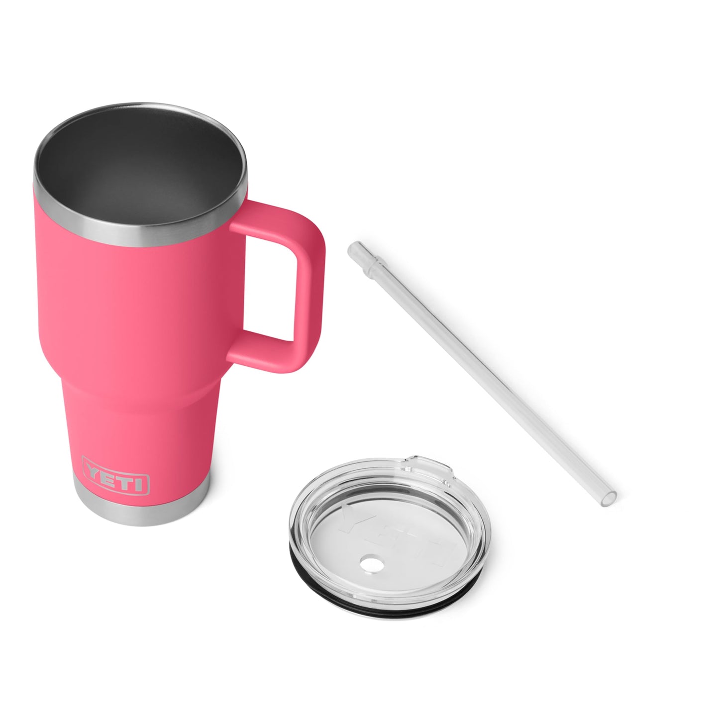 YETI Rambler 35 oz Straw Mug 2.0 - Double-Wall Vacuum Insulation for Cold Beverages – Dishwasher Safe – Cupholder Compatible – Reusable Straw – Comfortable Grip Handle – Travel Mug - Tropical Pink