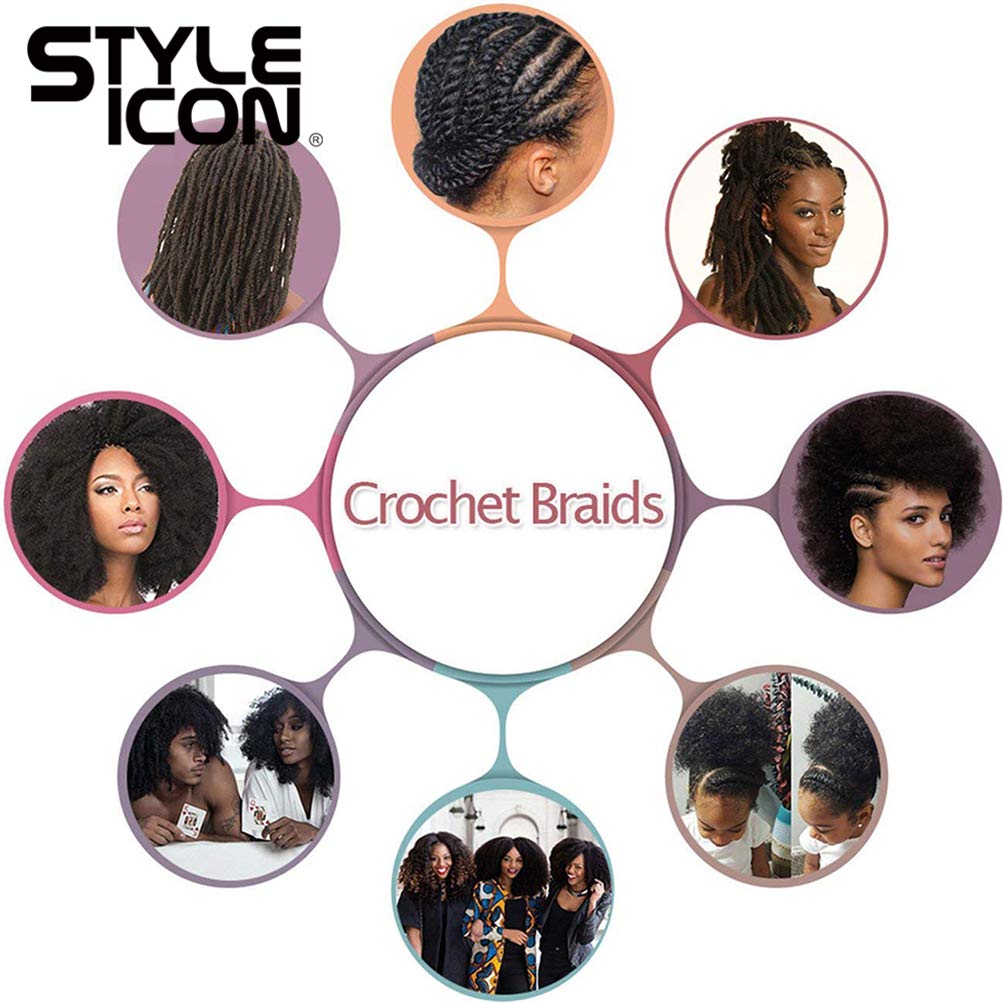 Style Icon 3 Bundles Afro Kinkys Bulk Human Hair (14"/14"/14", Natural Black) - Afro Twist Braiding Hair - Curly Hair Extensions Human Hair - Afro Bulk Braiding Hair for Dreadlocks - Loc Braiding Hair