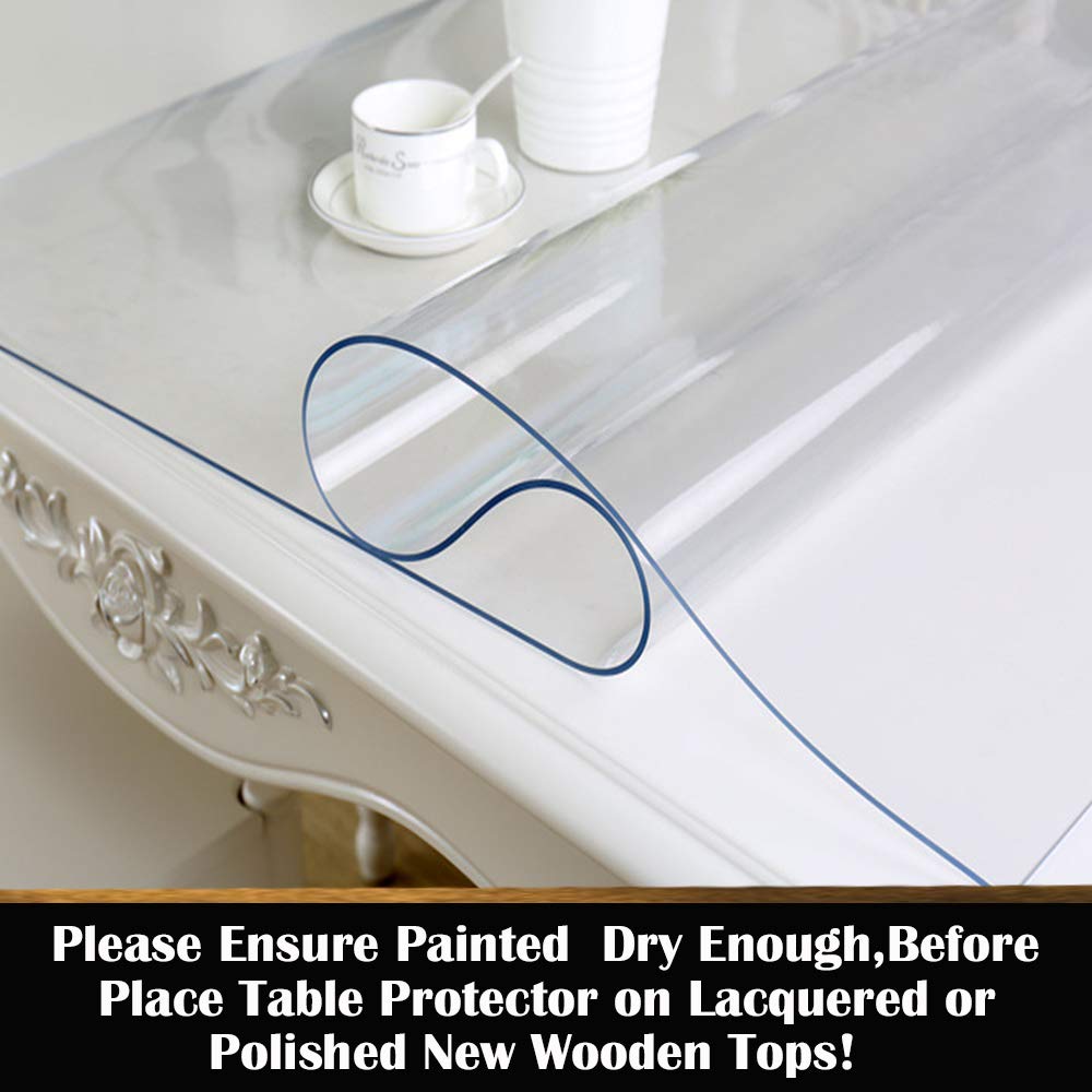 36x72 Inch Multi Size Clear Plastic Dining Table Protector PVC Tablelcloth Desk Pad Mat Wooden Furniture Coffee Glass Table Screen Protection Pad Cover Dressing Kitchen Countertop Topper Waterproof