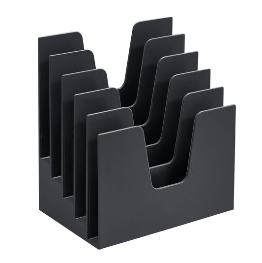 Acrimet 5 Section Incline File Sorter Organizer, Mail, Folder, Letter Desk Organizer, Rack for Office Organization Desktop (Plastic) (Black Color)