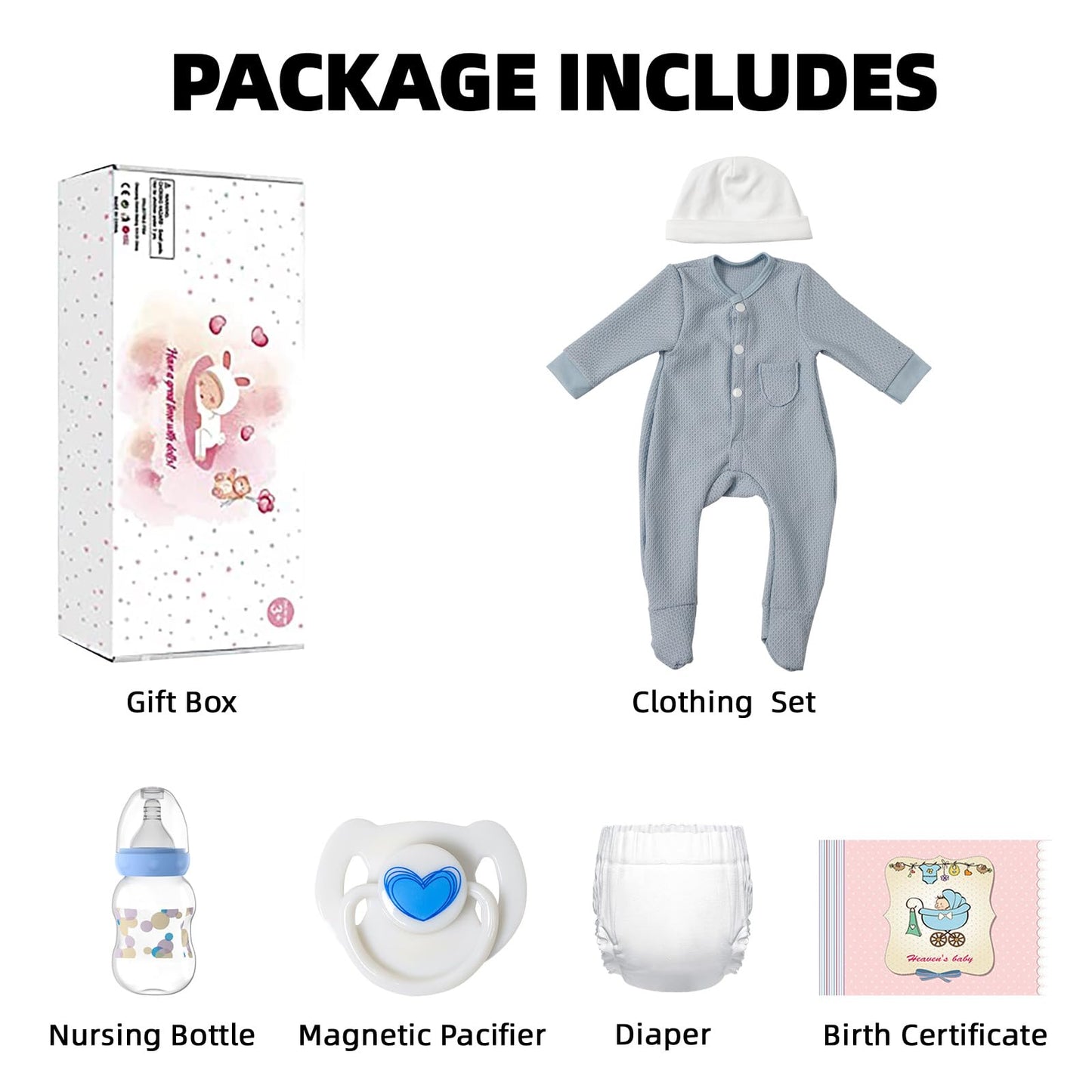 WOOROY Lifelike Reborn Baby Dolls- 18 Inch Realistic Baby Boy, Full Vinyl Body Sleeping Dolls, Poseable Real Life Newborn Realborn Birthday Gift Toy with Doll Accessories for Kids 3+