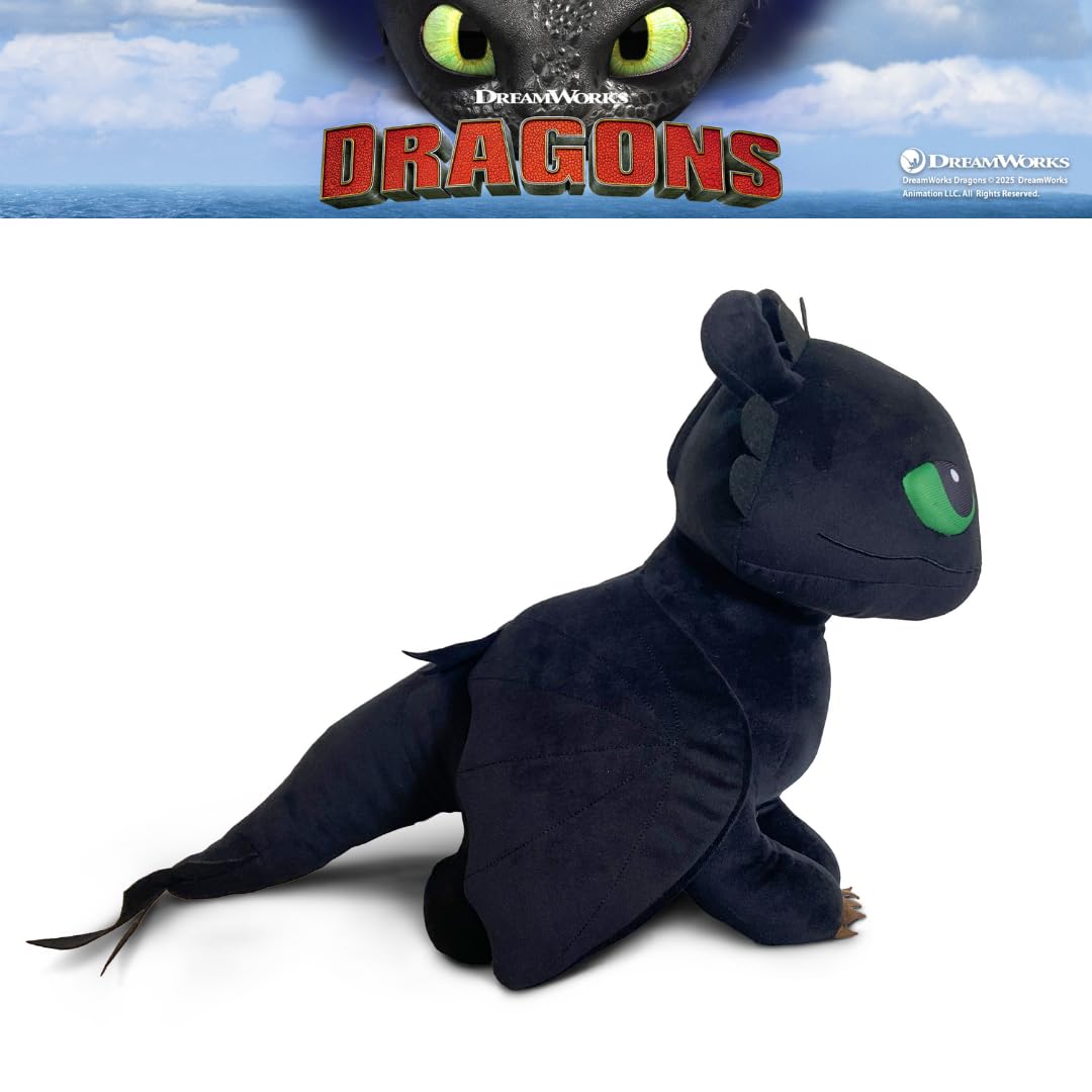 How to Train Your Dragon Toothless Super Soft Plush Cozy Cuddle Pillow Buddy with Light Up Eyes for Comfort, (Officially Licensed Product) by Franco