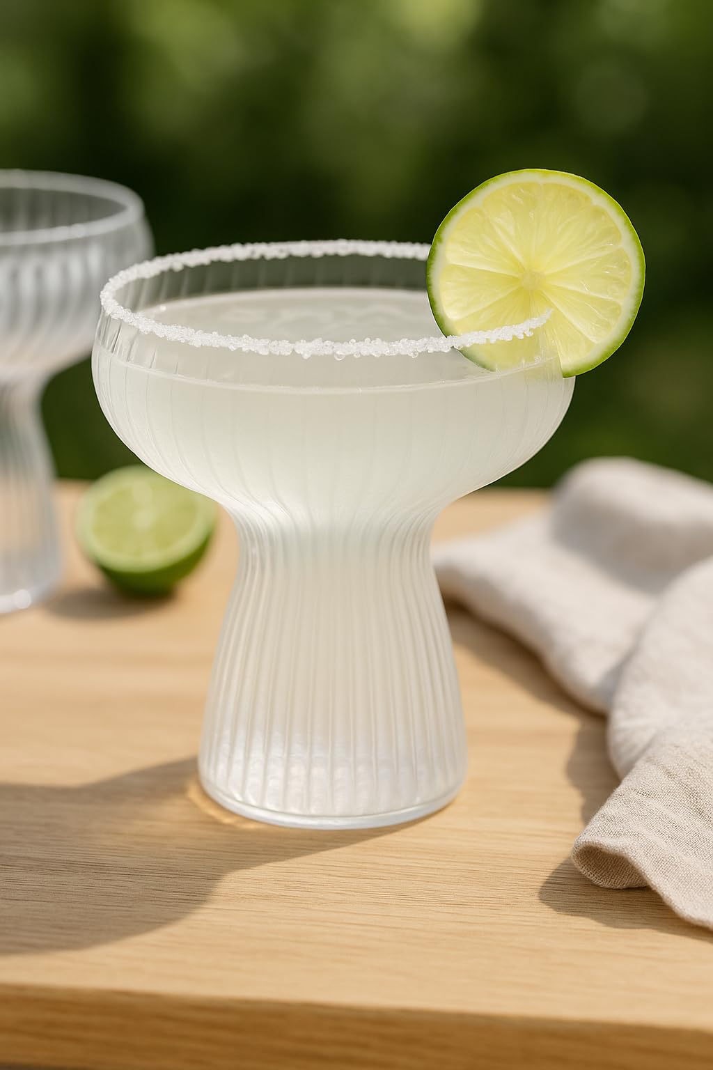 Oojami Lunara Clear Plastic Margarita Glasses, 11 oz, Set of 40, Disposable Party Cups for Cocktails (Clear Ripple Ribbed)
