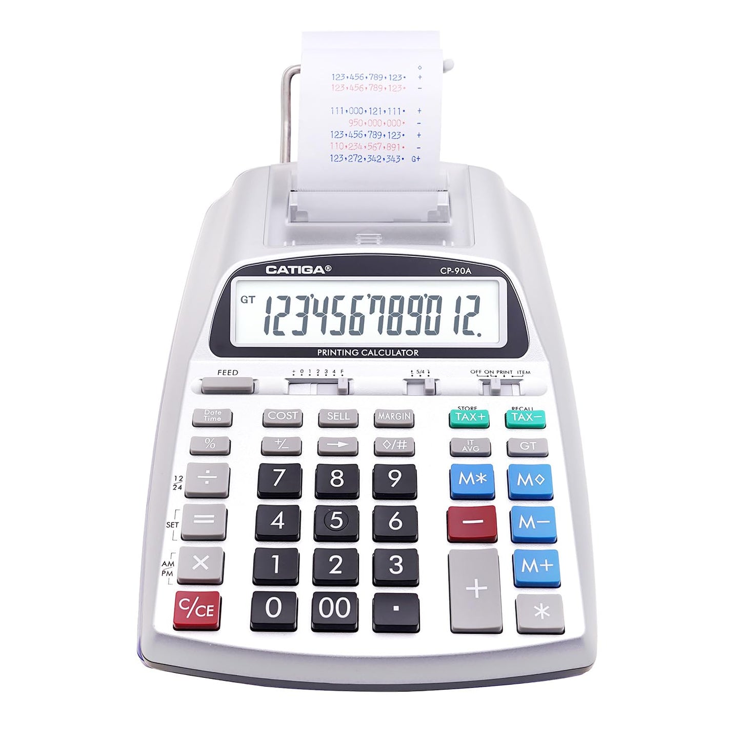CATIGA Printing Calculator with Tape Print Out - 10 Key Adding Machine with Paper Roll, Desktop Electric Calculator for Accounting, Business, Finance, Home Office Use CP90A