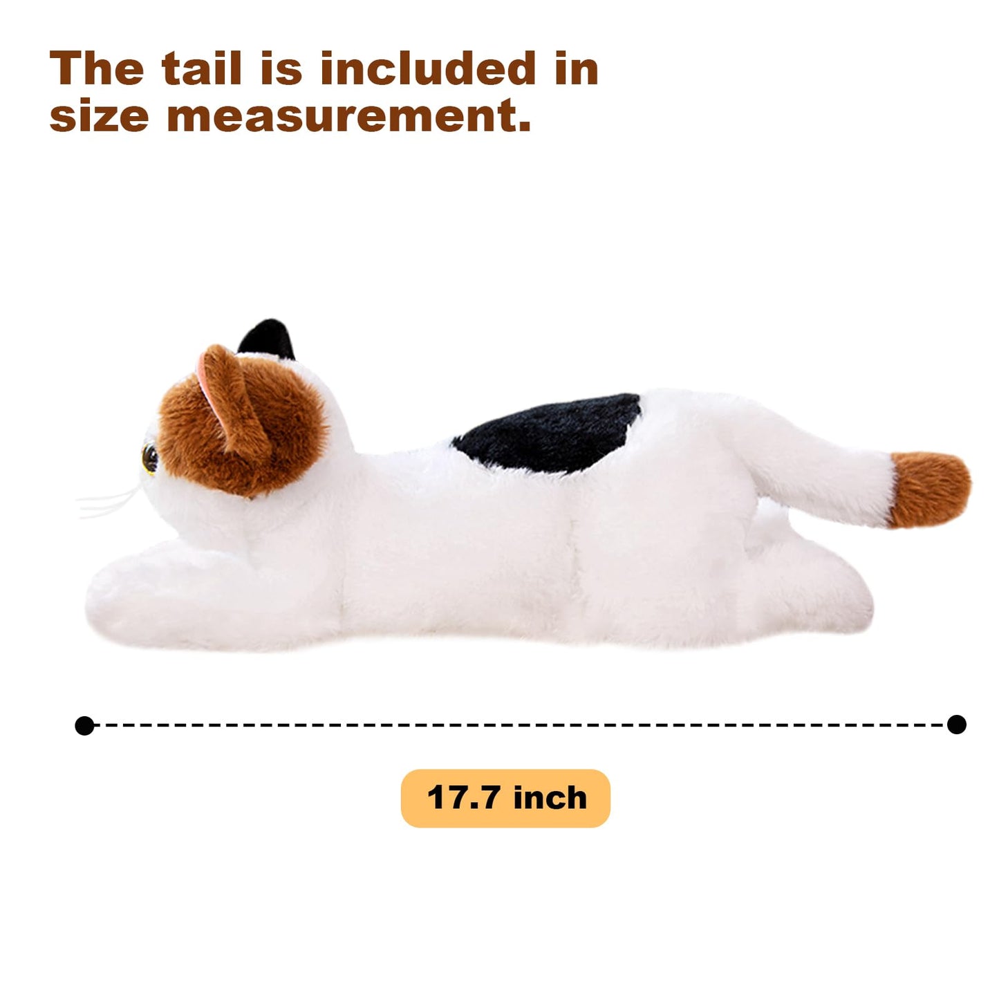PEACH CAT Cat Plush Cute Kitten Stuffed Animal Soft Plushies Toy Pillow Gifts for Kids Black and Yellow 17.7"