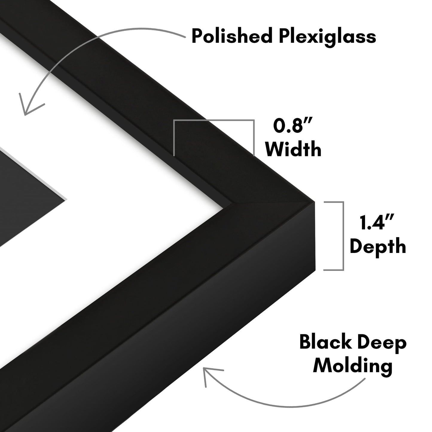 Americanflat 20x28 Picture Frame with Polished Plexiglass - Use as 16x24 Frame with Mat or Display 20x28 Photo Without Mat - Soho Collection - Deep Molding Picture Frames for Wall Display - Black