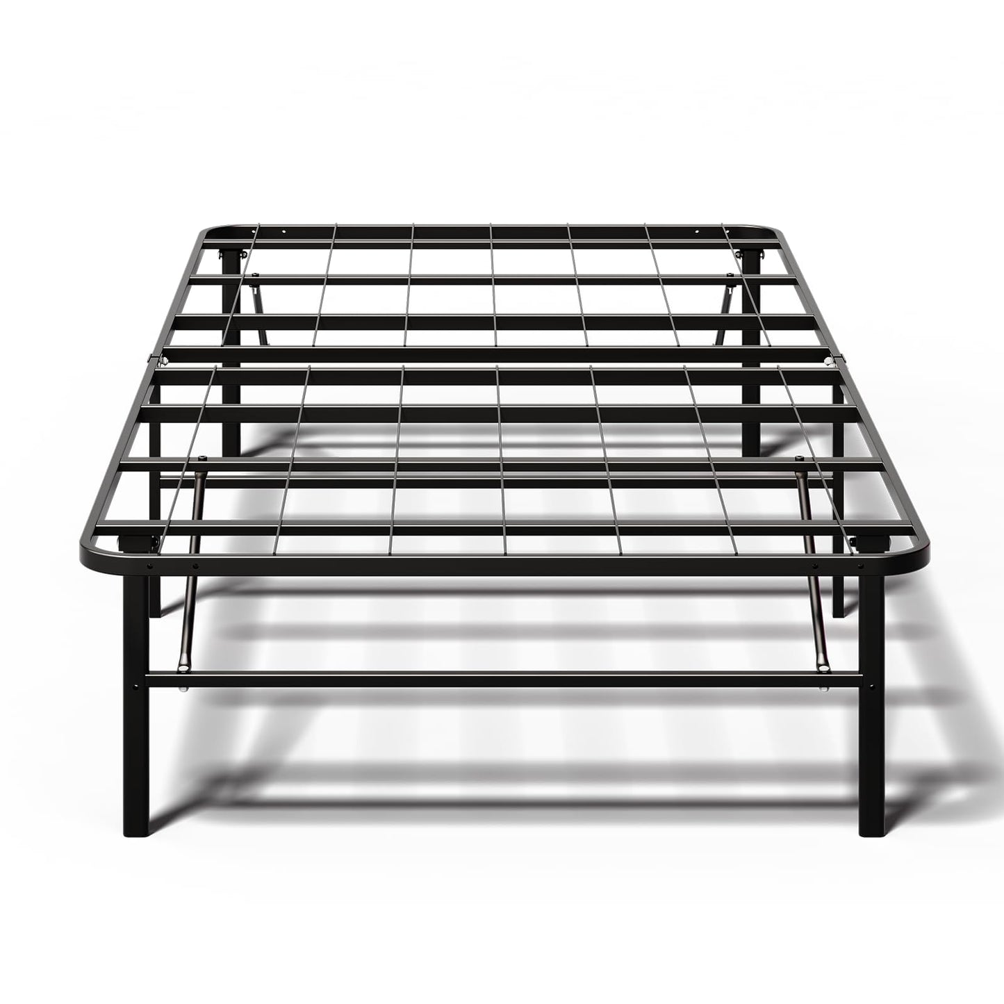 FurniEdge 14 Inch Foldable Twin Size Bed Frame, Heavy Duty Metal Platform Bed with Underbed Storage, Noise Free, Tool-Free Easy Assembly, No Box Spring Required