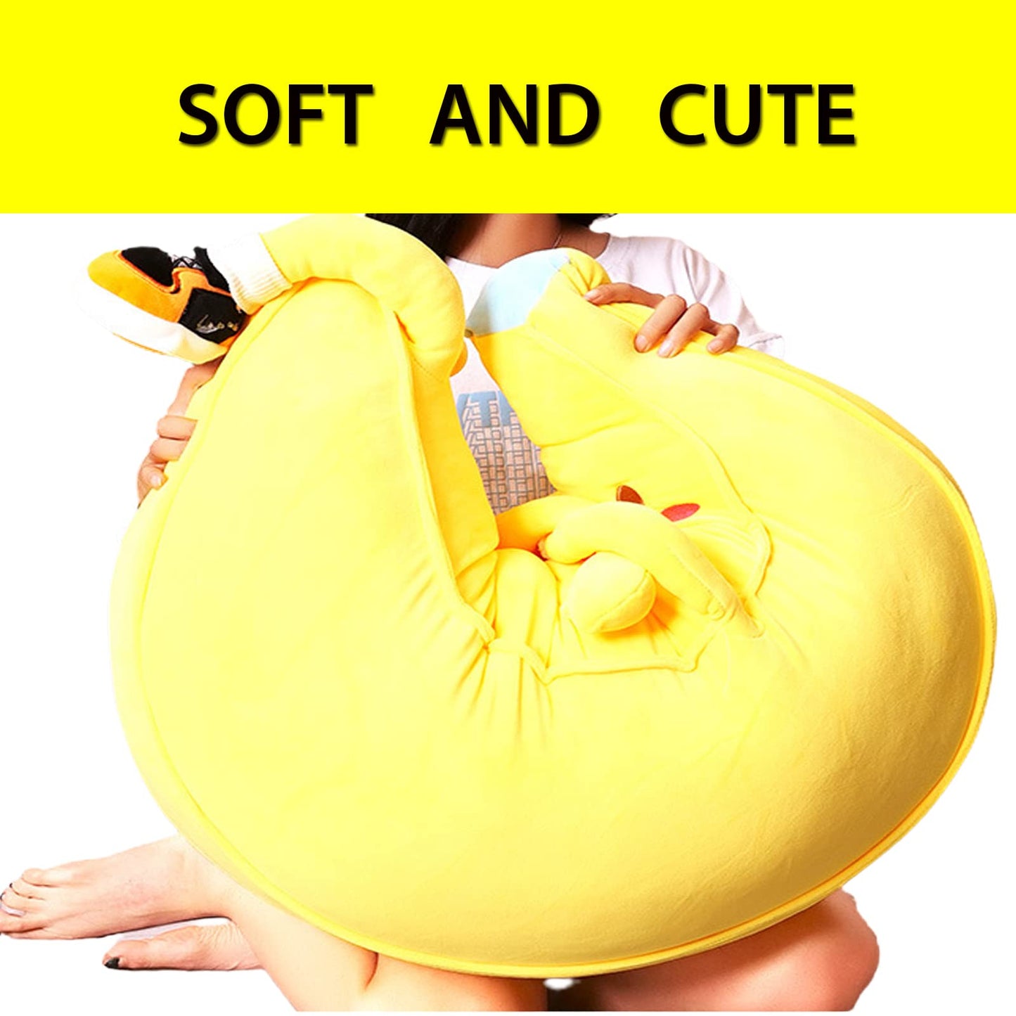 LVHUA Banana Stuffed Animal Cute Fruit Plushie Hugging Pillow Long Plush Toys Sleeping Doll Gift for Birthday, Valentine, Christmas