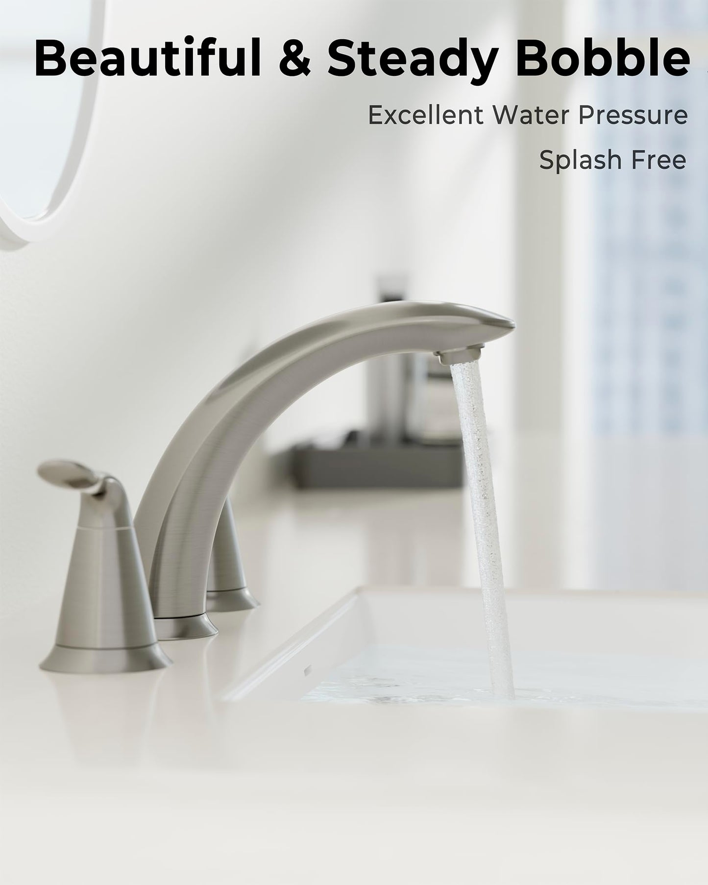 VXV Bathroom Faucet 3 Hole, 8 Inch Widespread Bathroom Sink Faucet for Lavatory Vanity with Pop-up Drain Brushed Nickel