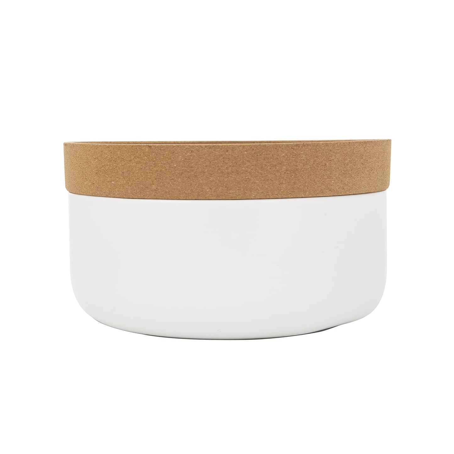 Kamenstein 2 Compartment Large Bowl Extends Produce Freshness, 11 x 11 x 6 Inch, Natural Cork and White Ceramic