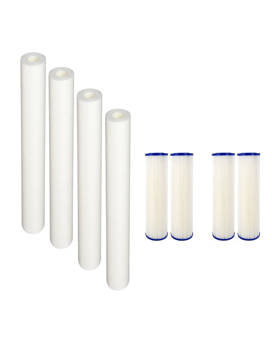 CFS – Whole House Water Filter Cartridges Compatible with EQ-304-20, EQ-PFC.35 Models – Removes Bad Taste and Odor – Replacement Filter Cartridge (4 Pack - Pre + Post Filter)