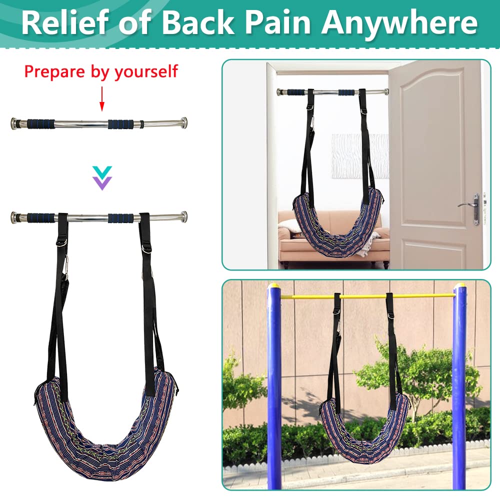 Spinal Decompression Devices Back Traction Stretcher Spine Decompression Machine Lumbar Traction Device for Lower Back Pain Relief Back Stretching Device Door Traction Pillow