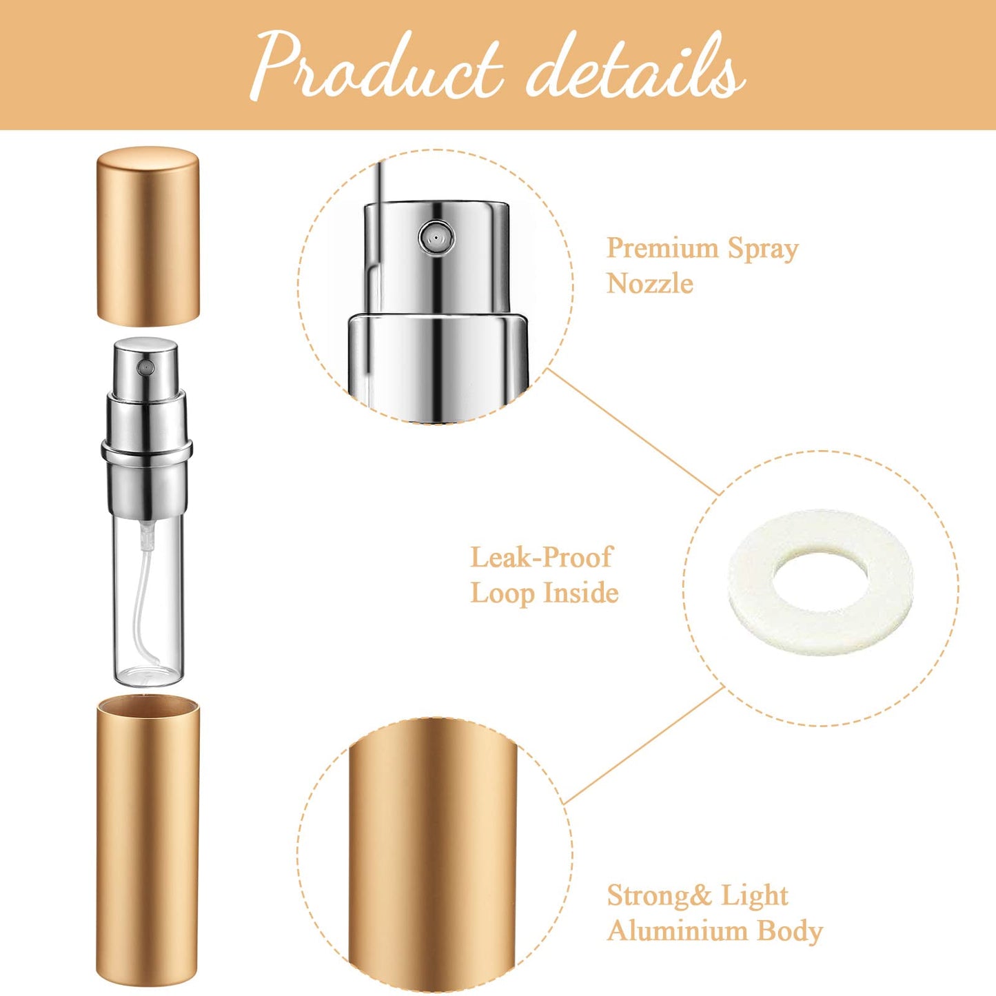 Zonon 56 Pieces Refillable Perfume Atomizer Mini Refillable Spray Perfume Bottle Portable with 56 Pieces Refill Pump Dispenser Pump Transfer Tool for Outgoing(5ml)