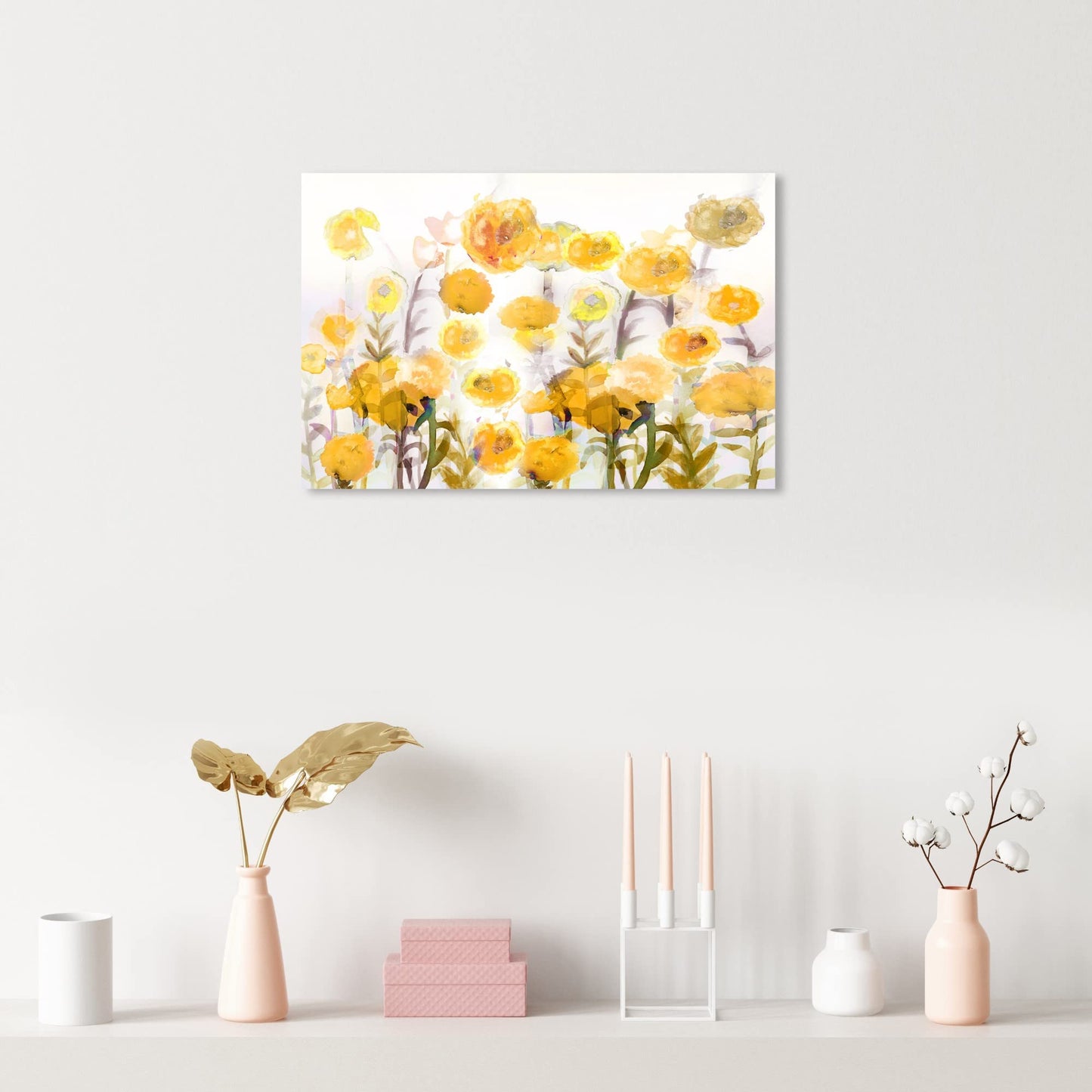 The Oliver Gal Artist Co. Floral and Botanical Wall Art Canvas Prints 'Bella Garden Poppy Yellow' Gardens 24" x 16"