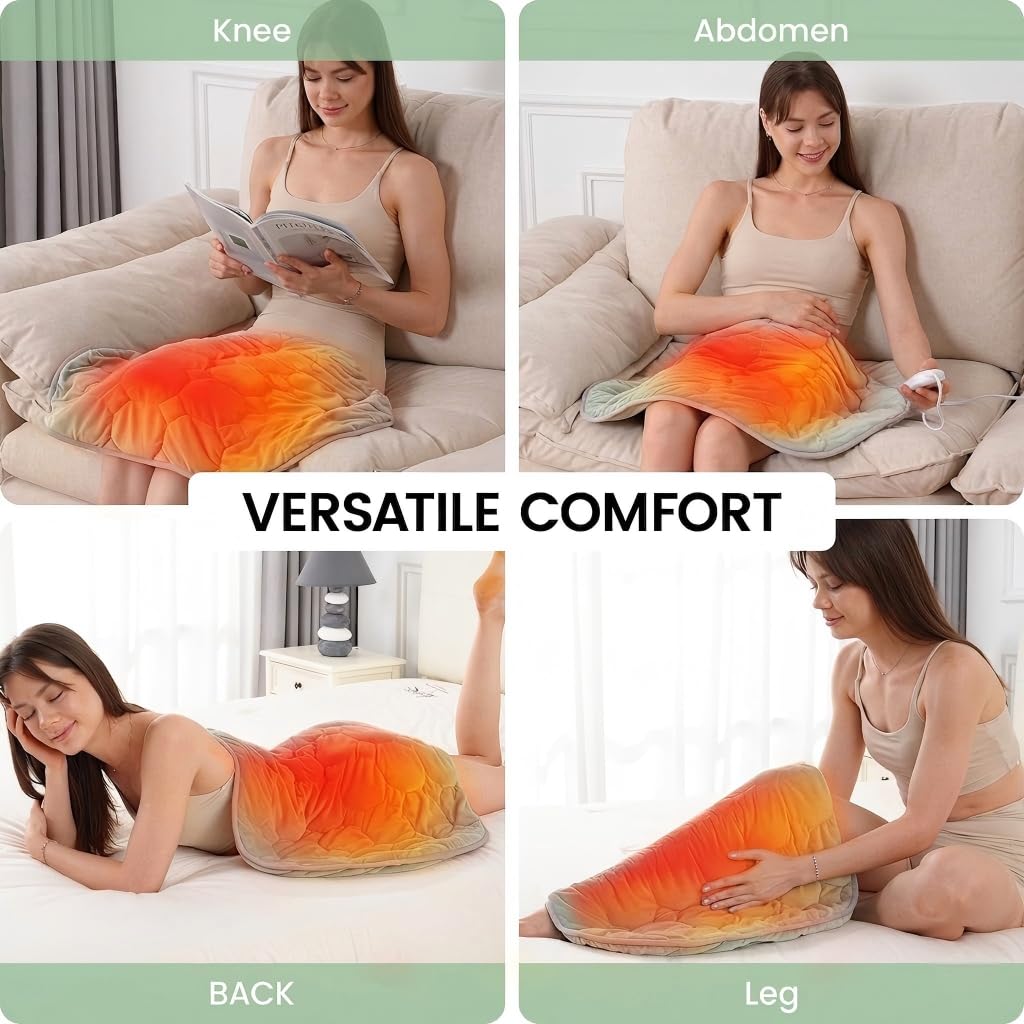 immtree Weighted Heating Pad for Back & Period, 7lbs XXXL Size(29x24) with Fast Heat Technology, Electric Heated Blankets for Abdomen, Shoulder, Knee, Birthday Gift for Women Men Mom Dad, Sage Green