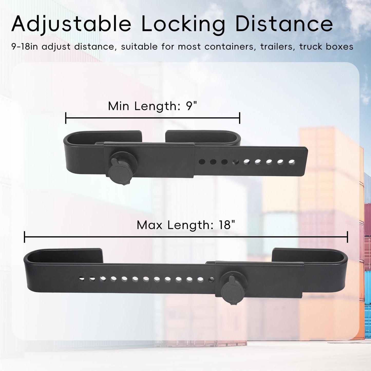 Quality Life Shipping Container Lock, Cargo Door Lock, Heavy Duty Steel Trailer Box Lock with 2 Keys, Dust Cover Re-useable - Black